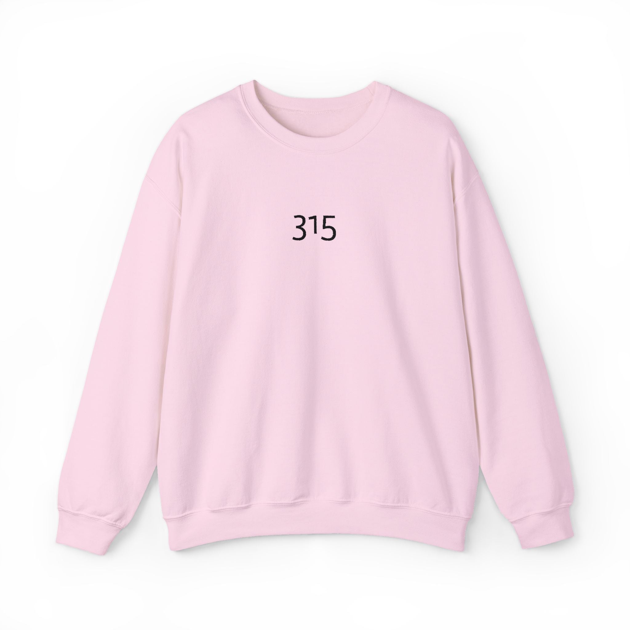 Minimal '315' Logo Crewneck Sweatshirt — White Casual Pullover