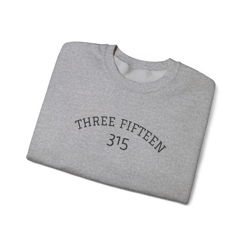 15 - Minimal '315' Embroidered Logo Crewneck Sweatshirt — White Casual Pullover