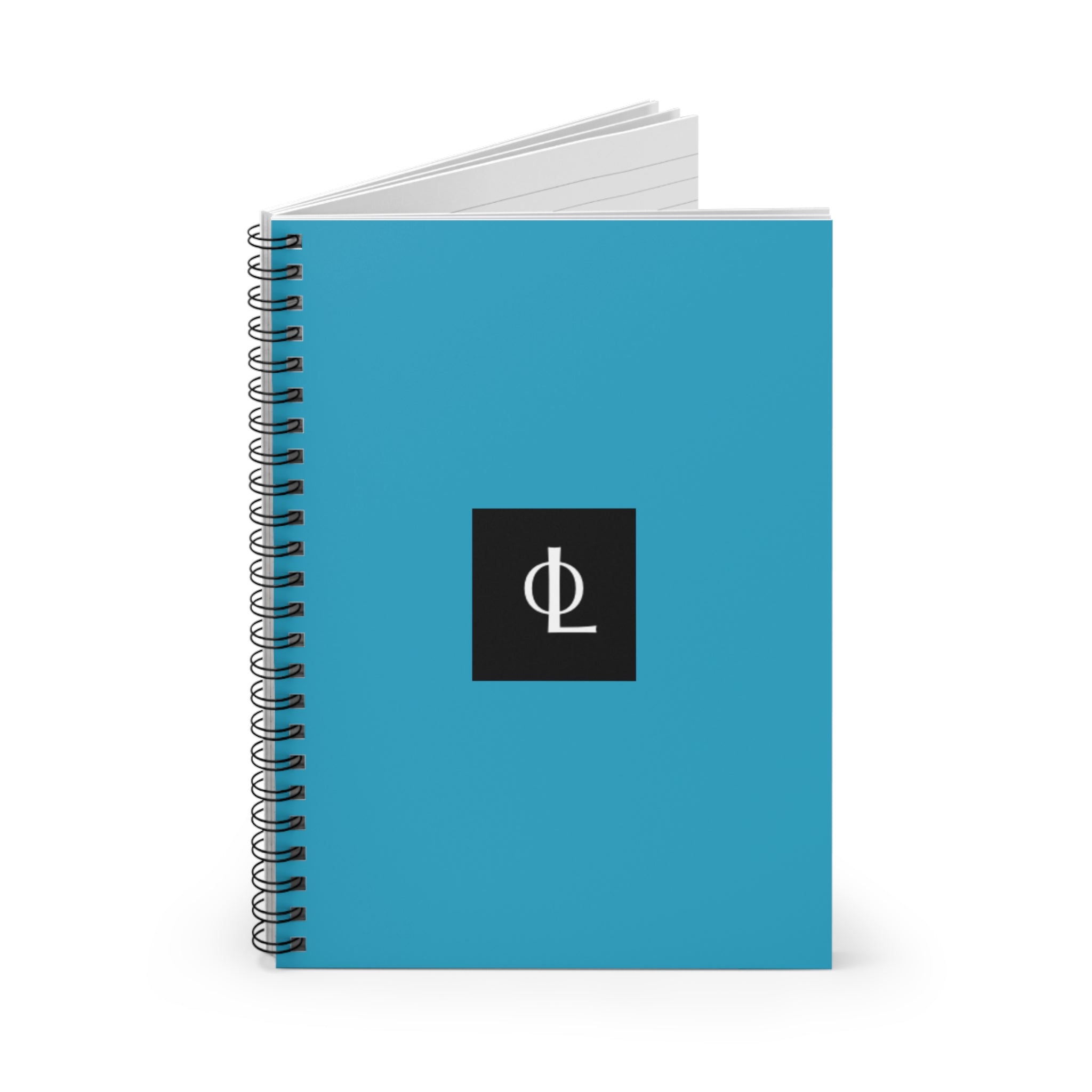 Outcome Leadership Blue Spiral Notebook with Minimal Monogram Logo — Ruled Journal for Notes & School