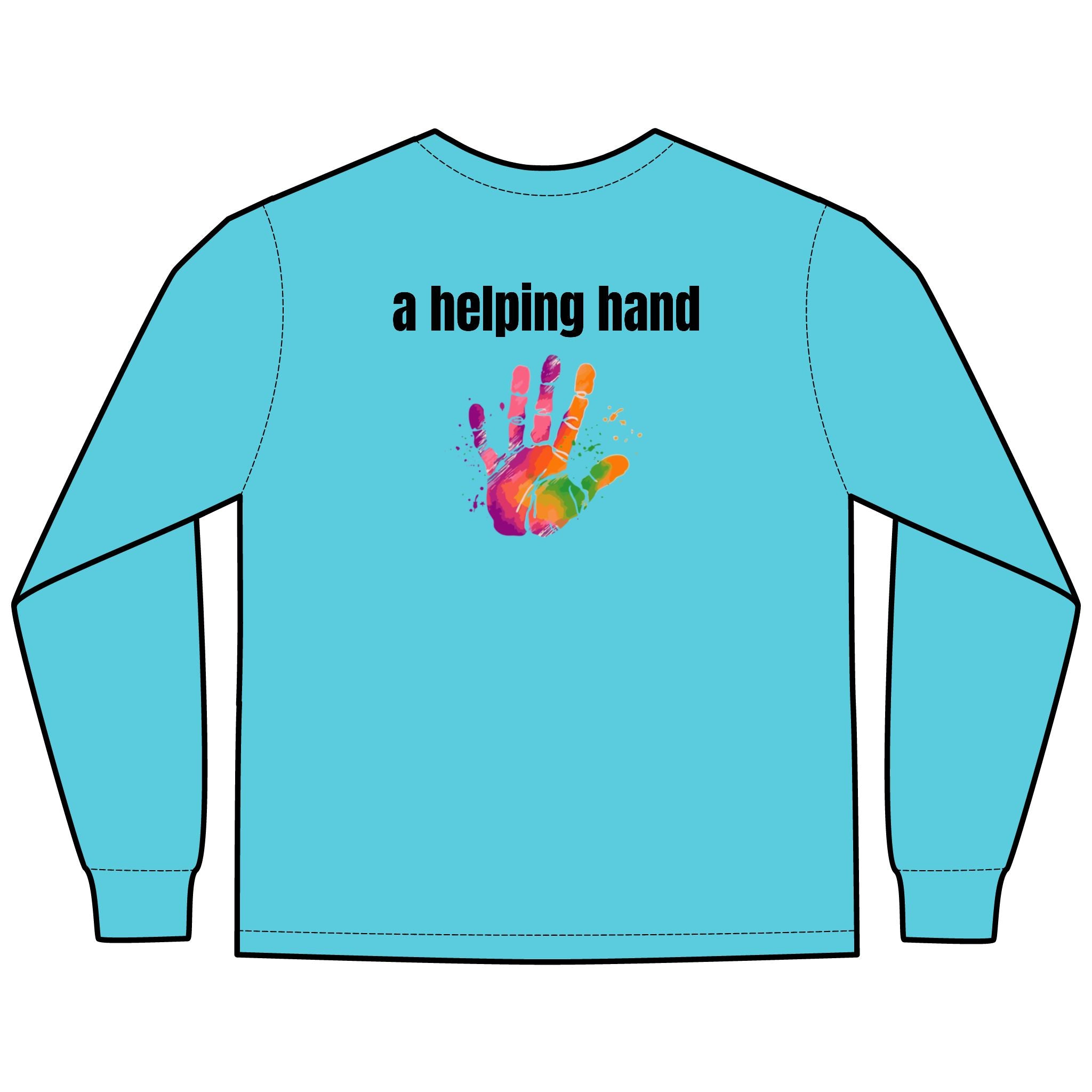 A Helping Hand Multi Colors Hanes Garment-Dyed Long Sleeve T-Shirt with 315 Print