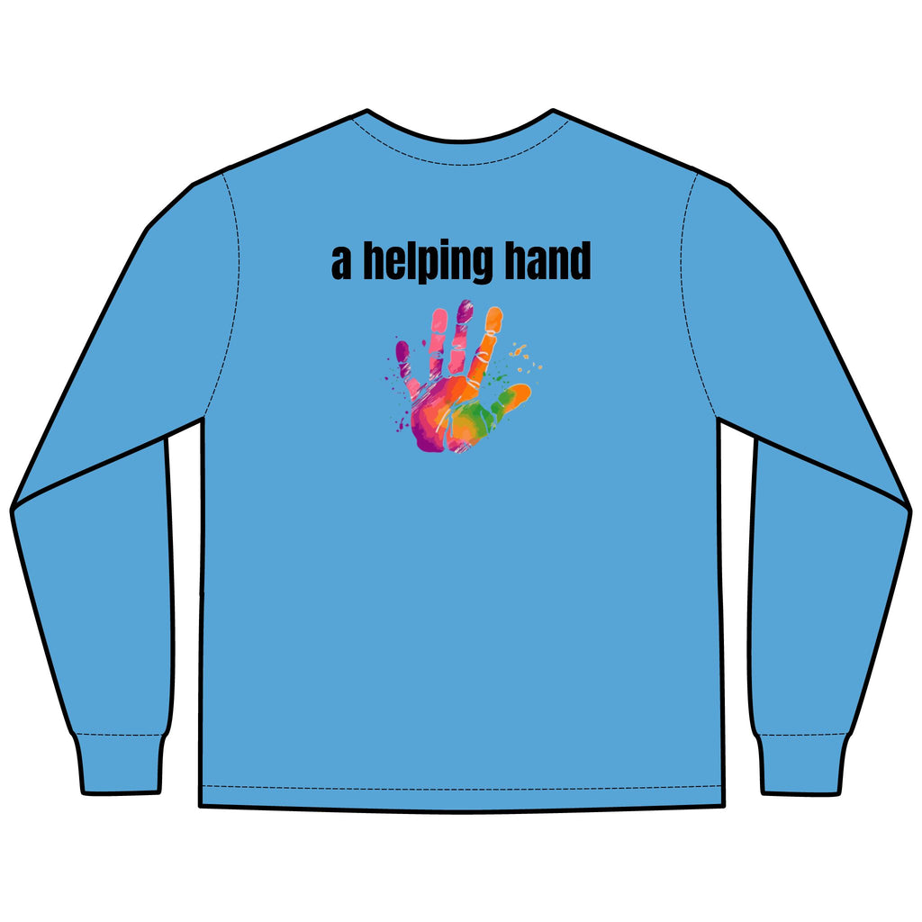 A Helping Hand Multi Colors Hanes Garment-Dyed Long Sleeve T-Shirt with 315 Print
