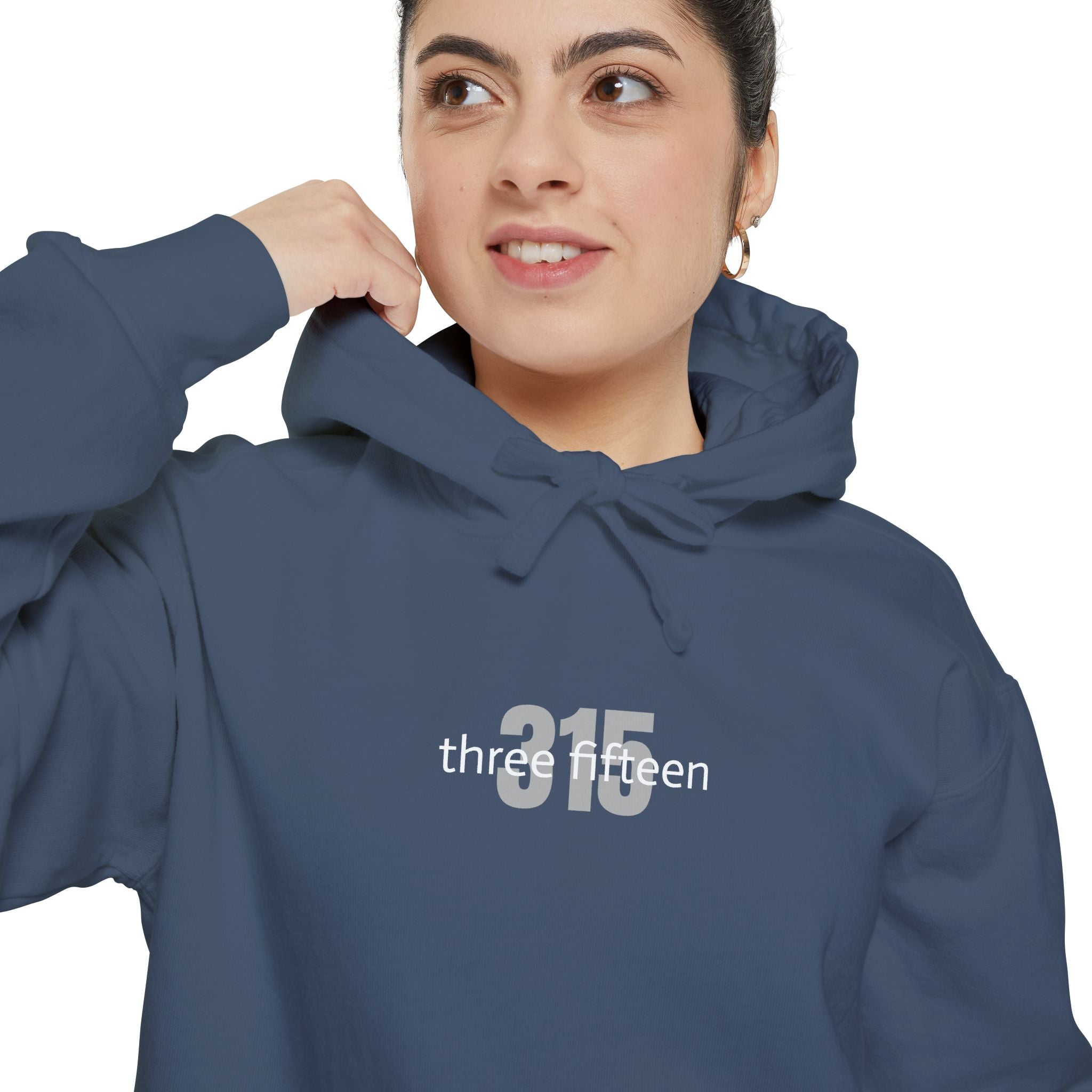 16 - Embroidered Multi Colors Comfort Colors Hoodie — 'three fifteen' 315 Minimal Number Graphic