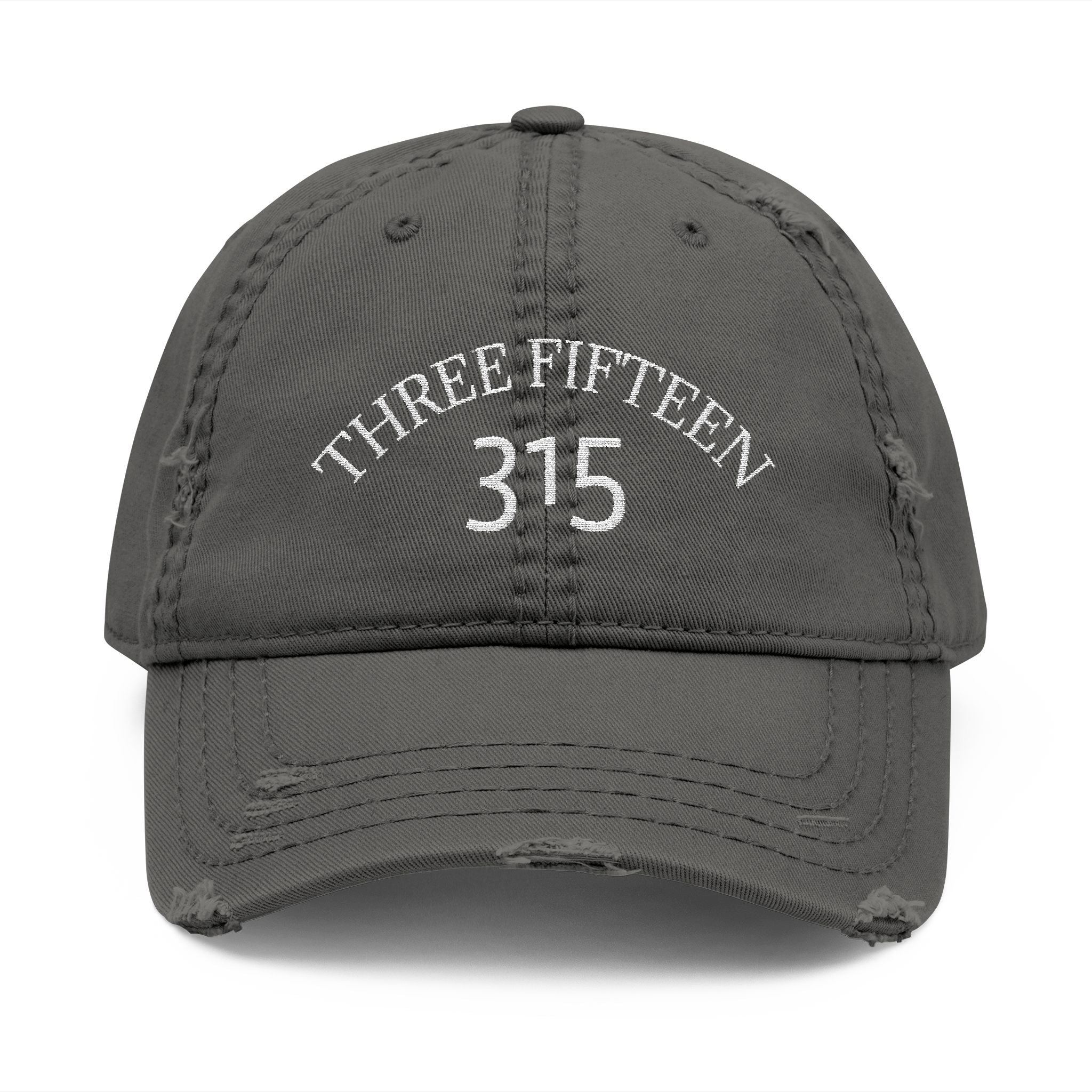 3 - Distressed Embroidered Dad Hat – "Three Fifteen 315" Vintage Baseball Cap