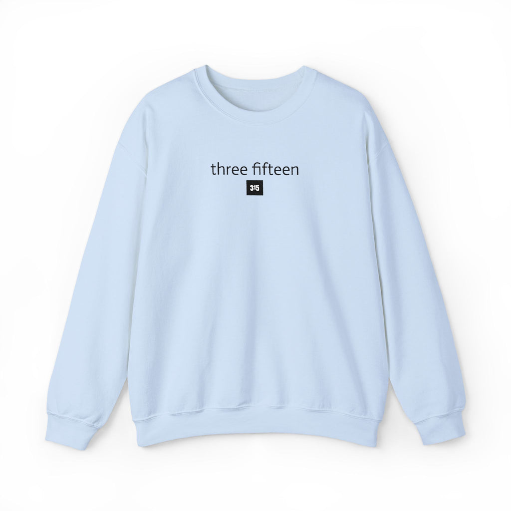 15 - Embroidered Square 315 Crewneck Sweatshirt — minimalist "three fifteen" logo pullover