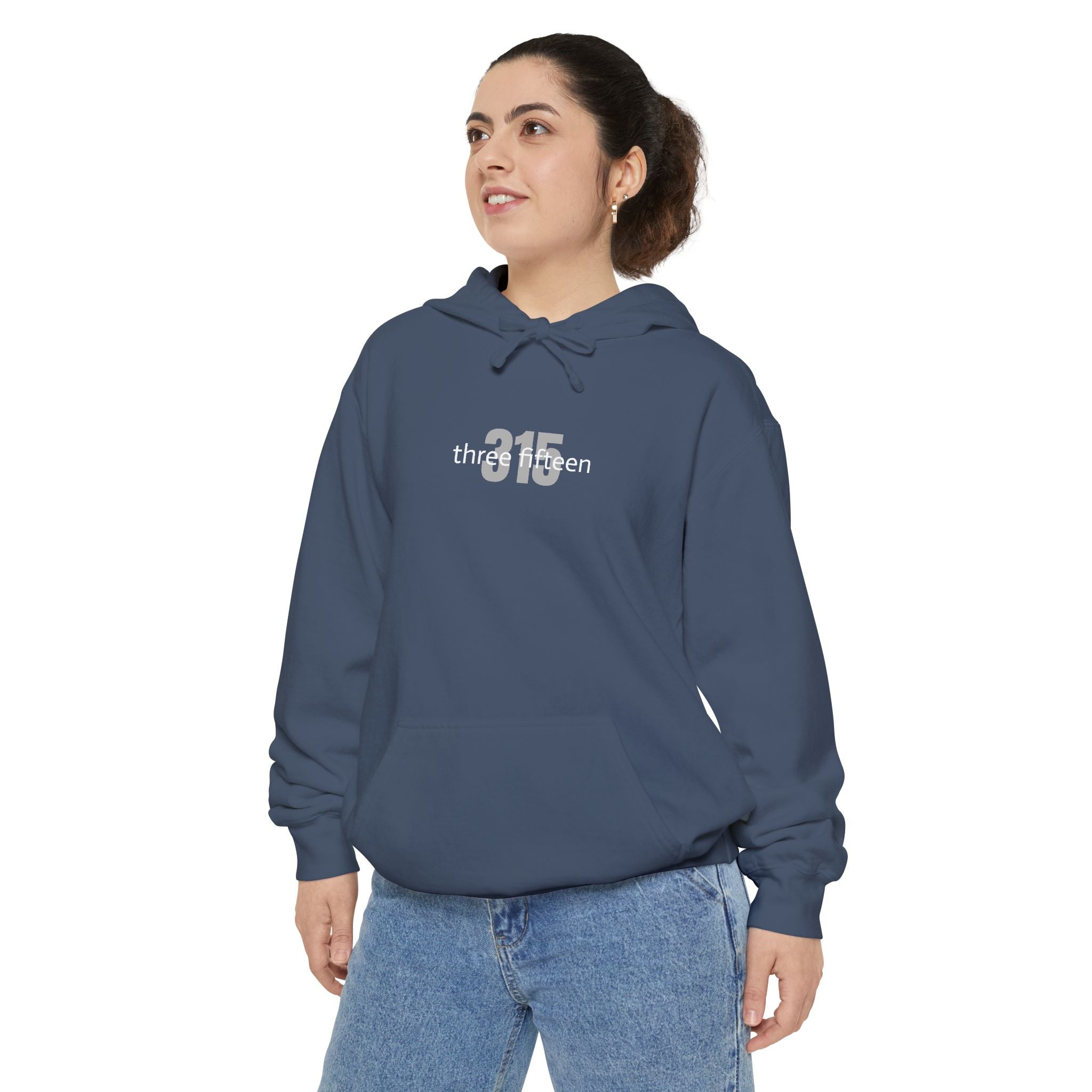16 - Embroidered Multi Colors Comfort Colors Hoodie — 'three fifteen' 315 Minimal Number Graphic