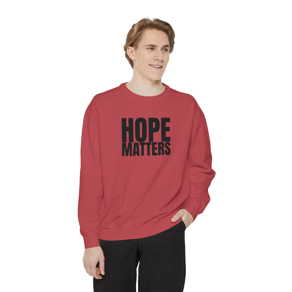 15 - Multi Color Hope Matters Embroidered Minimalist Logo Sweatshirt — White Crewneck Casual Pullover