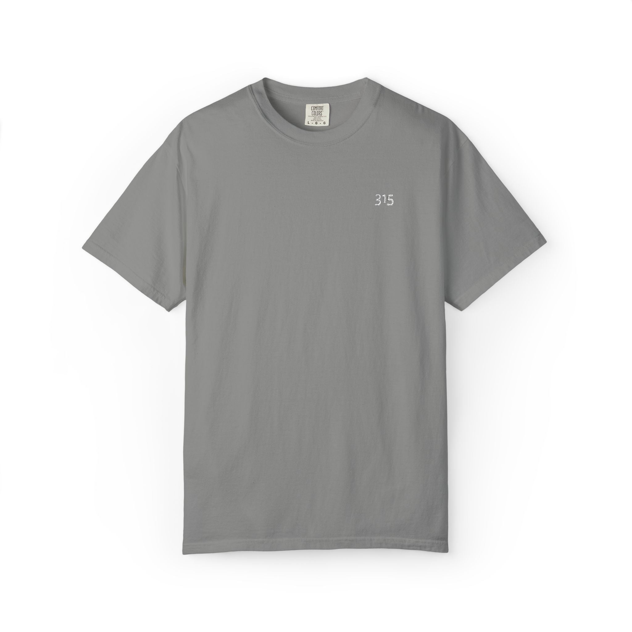 11 - Embroidered 315 Multi Color Minimalist '75' Chest Logo T-Shirt – Garment-Dyed White Casual Tee