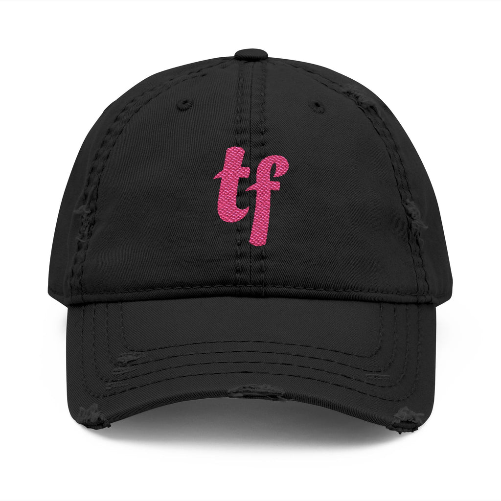 3 - TF Cursive - Hat Distressed Embroidered TF Three Fifteen Dad Hat - Casual Chic Accessory