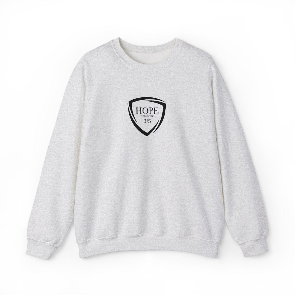 15 - Embroidered Hope Shield Crewneck Sweatshirt — Motivational Black Pullover