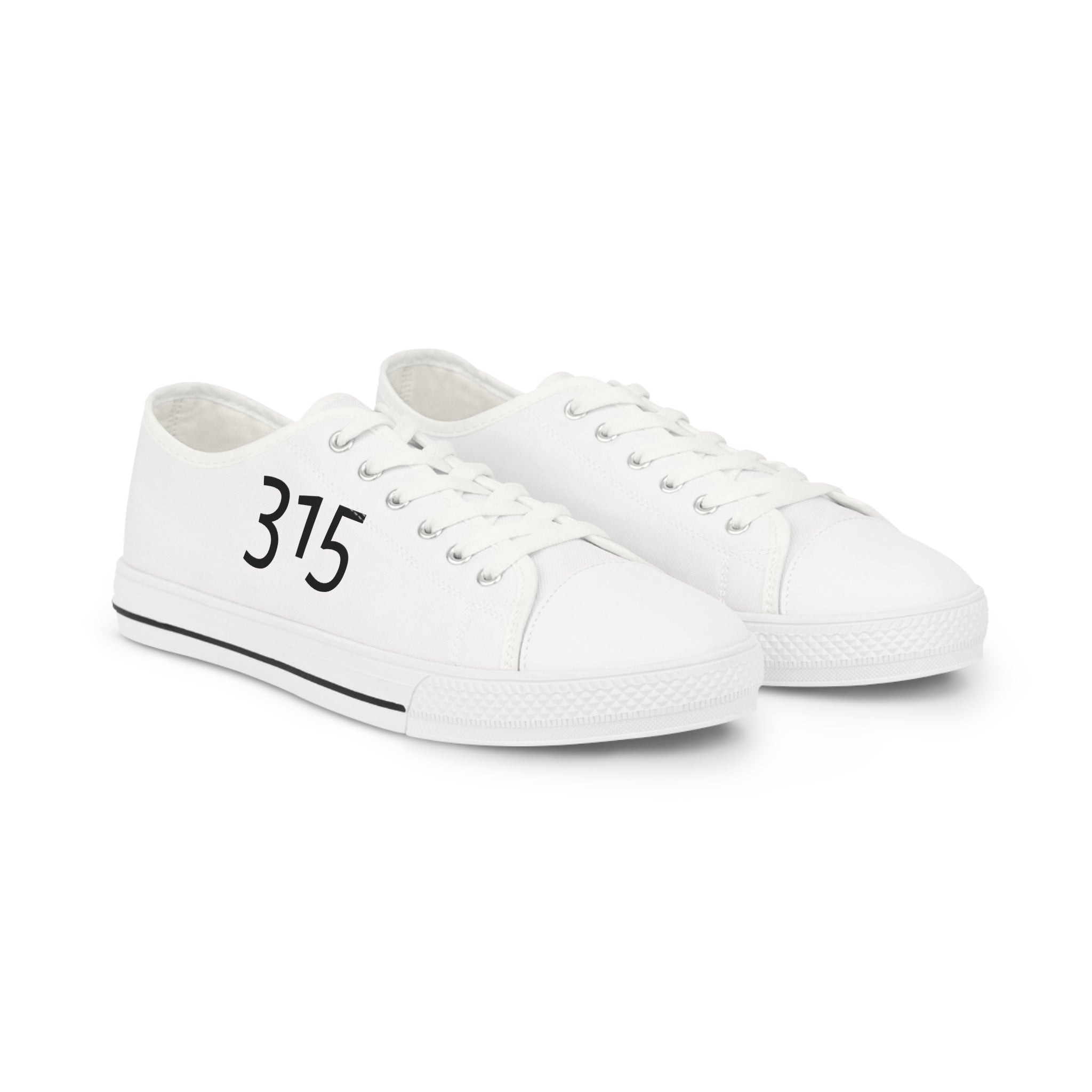 31 - Men’s White Low Top Sneakers with '315' Minimal Side Print — Men's Casual Canvas Shoes