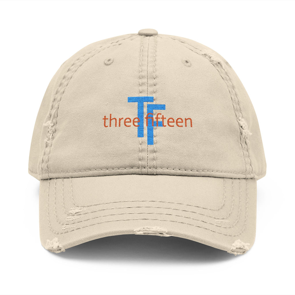 3 - Hat Distressed Embroidered TF Three Fifteen Dad Hat - Casual Chic Accessory