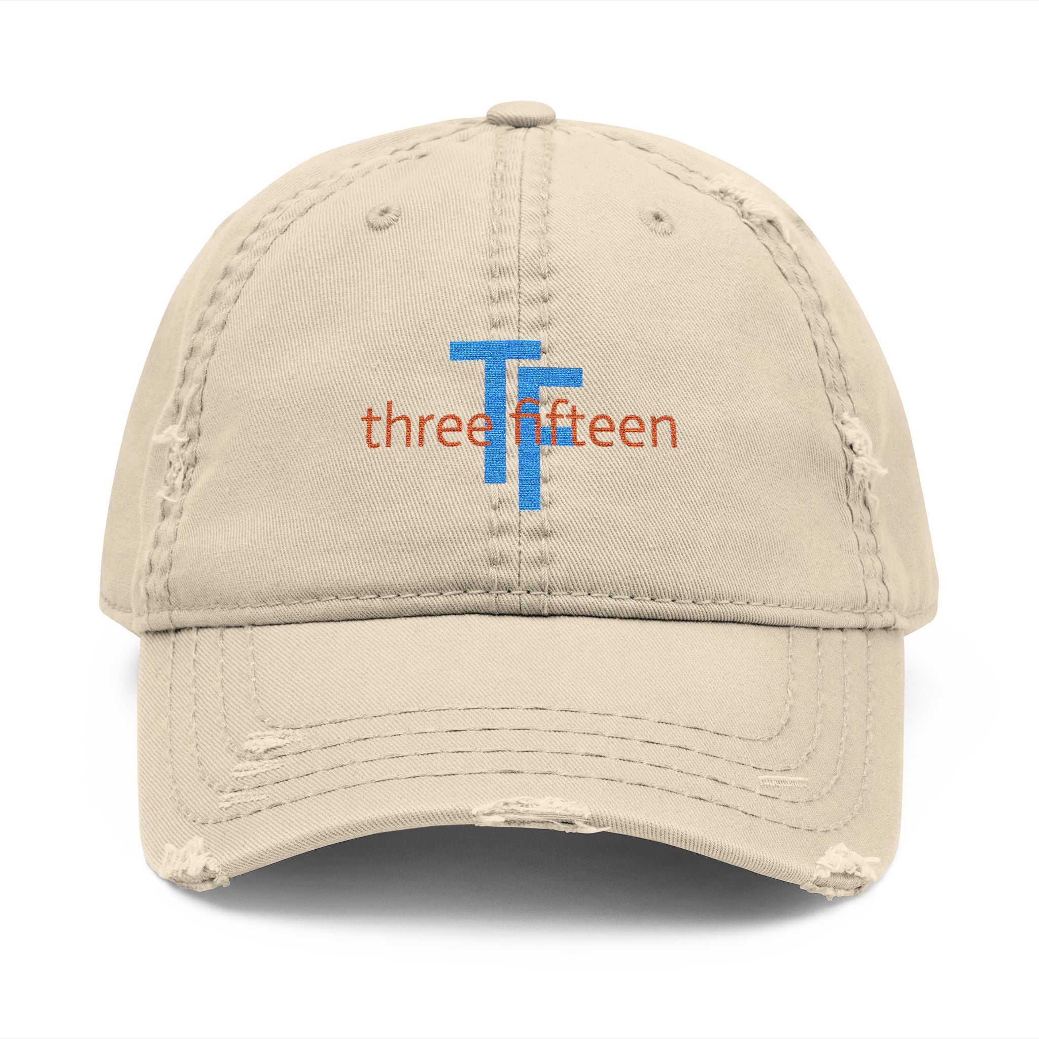 3 - Hat Distressed Embroidered TF Three Fifteen Dad Hat - Casual Chic Accessory