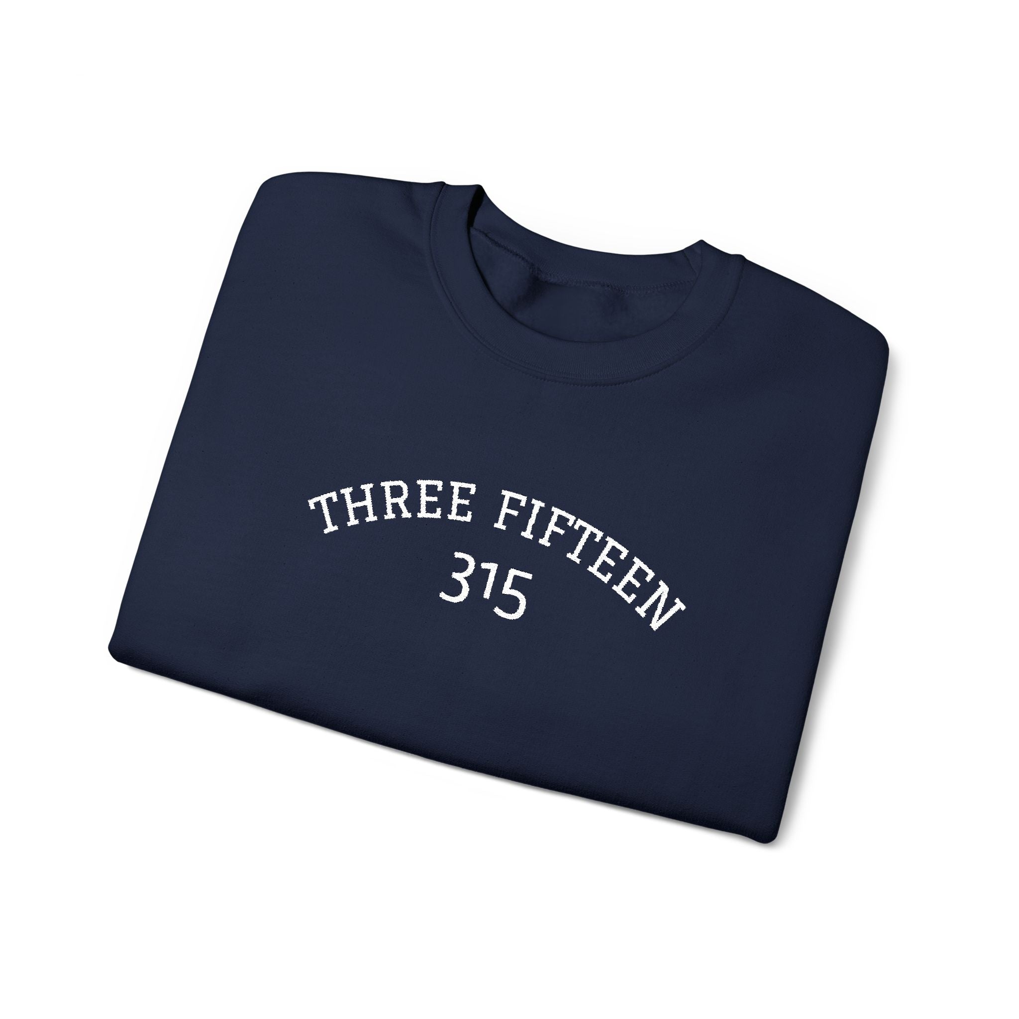 15 - Minimal '315' Embroidered Logo Crewneck Sweatshirt — White Casual Pullover