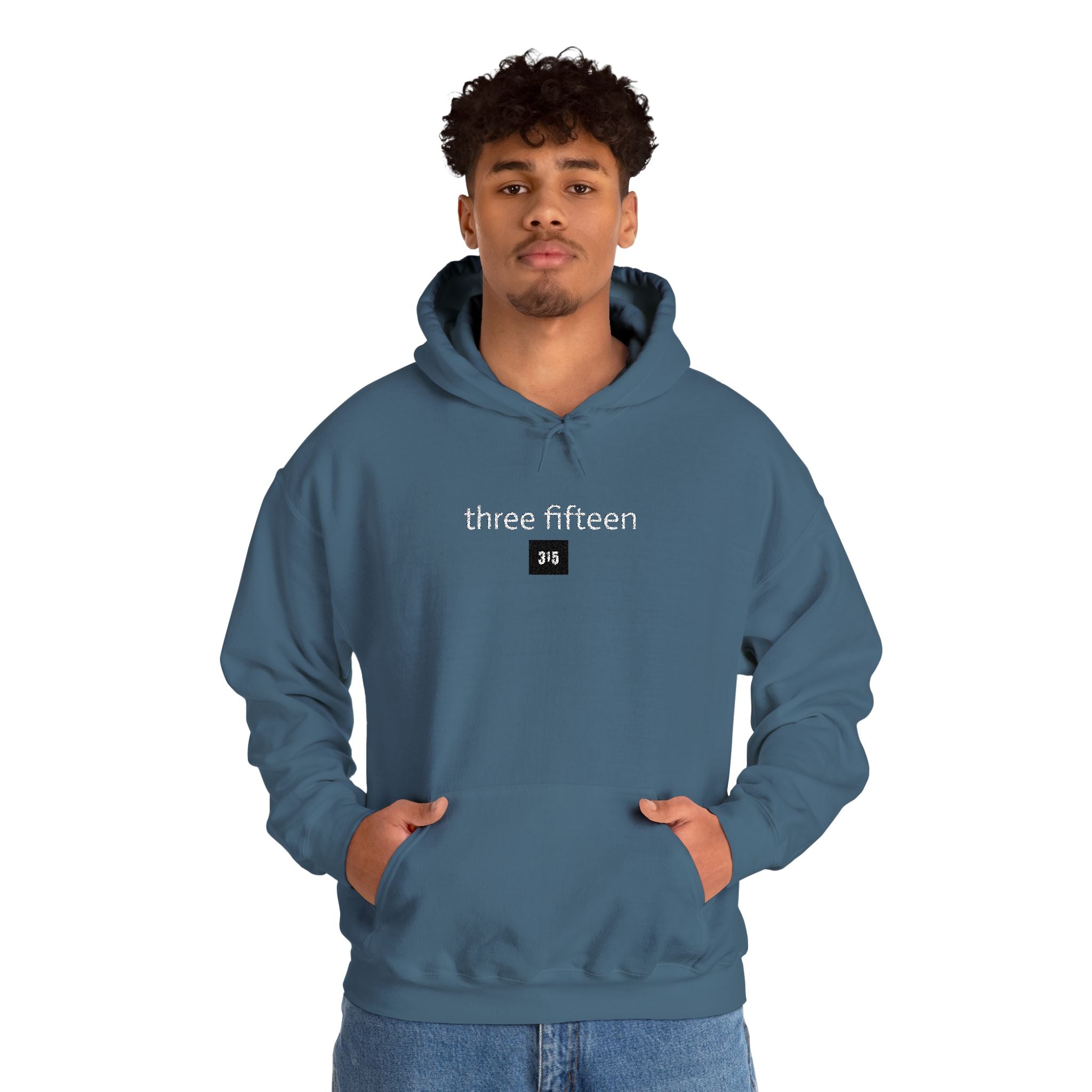 16 - 315 Square Embroidered Hoodie — Minimalist Distressed Graphic Sweatshirt