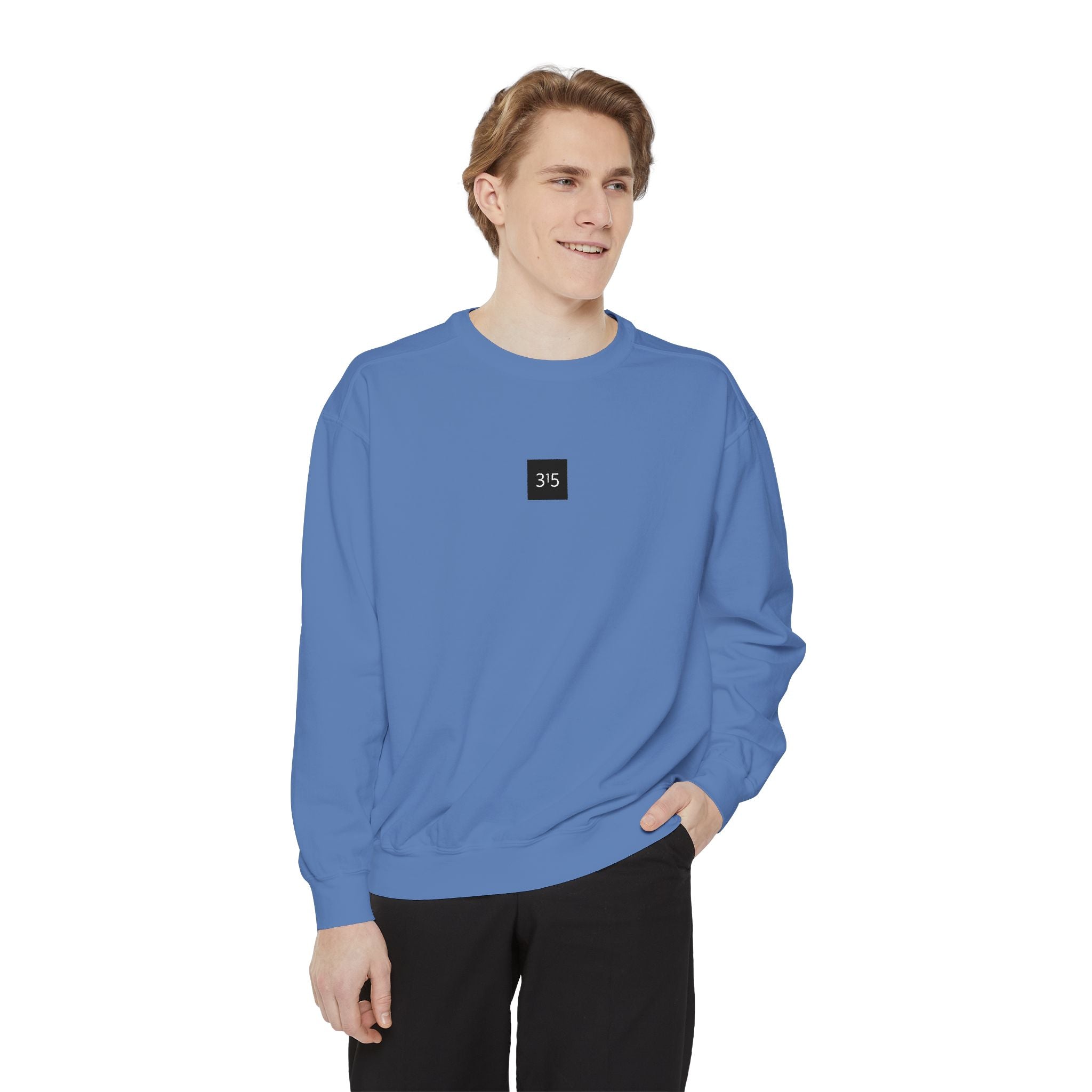 Multi Color Embroidered 315 Minimalist Logo Sweatshirt — White Crewneck Casual Pullover