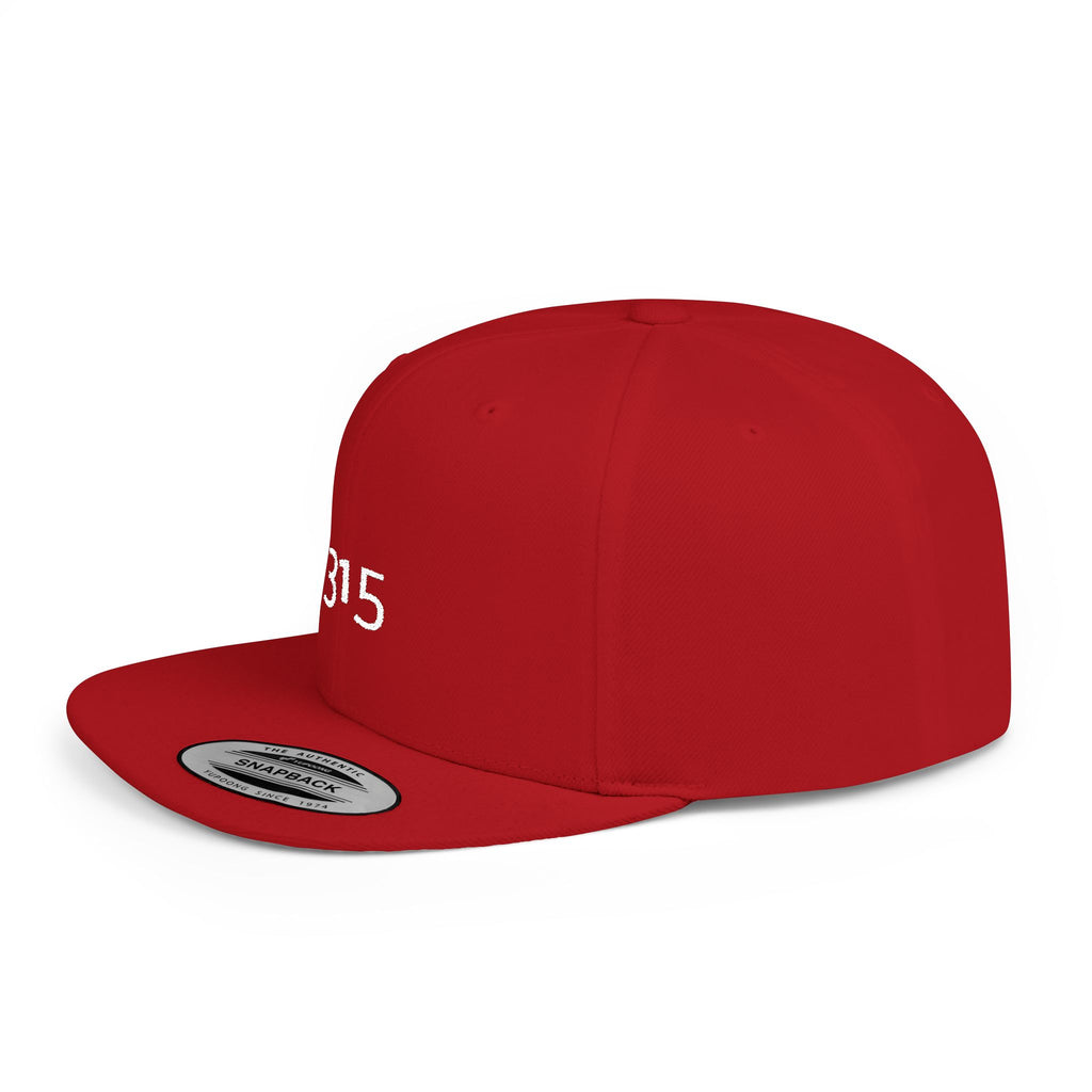 Custom White Flat Bill Snapback Hat with 315 Design
