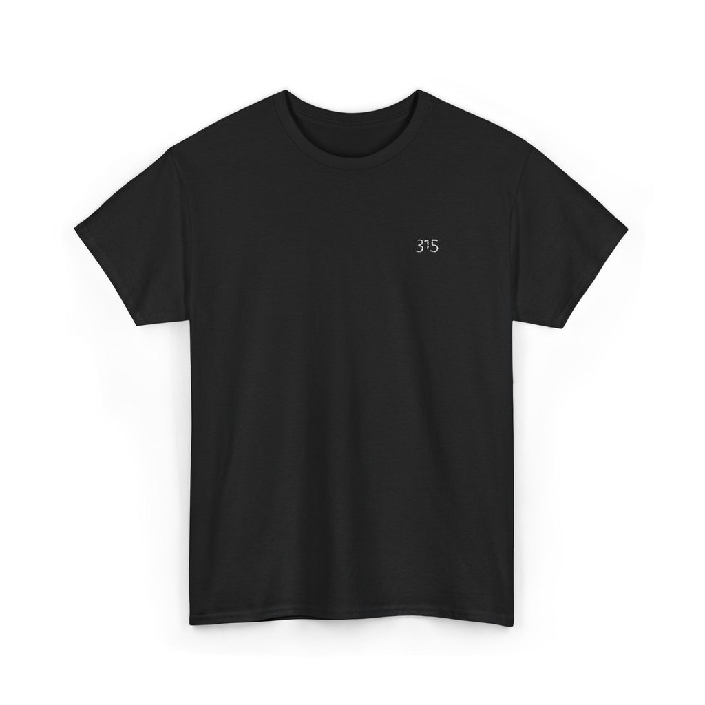 Minimal '315’ Chest Logo T‑Shirt — Black Casual Graphic Tee