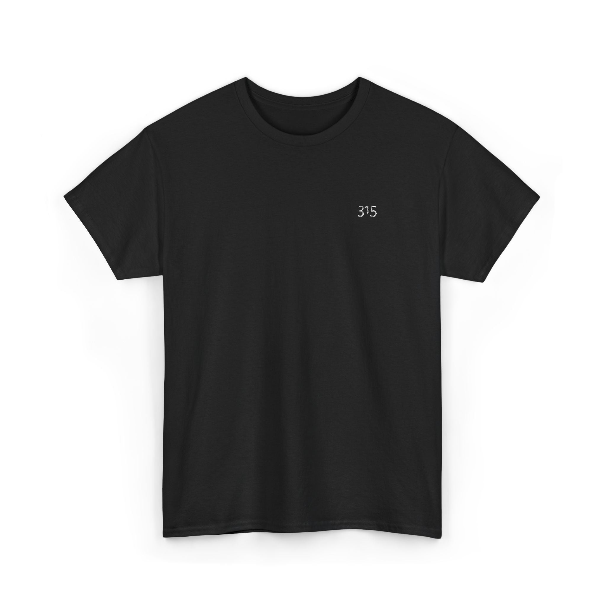 Minimal '315’ Chest Logo T‑Shirt — Black Casual Graphic Tee