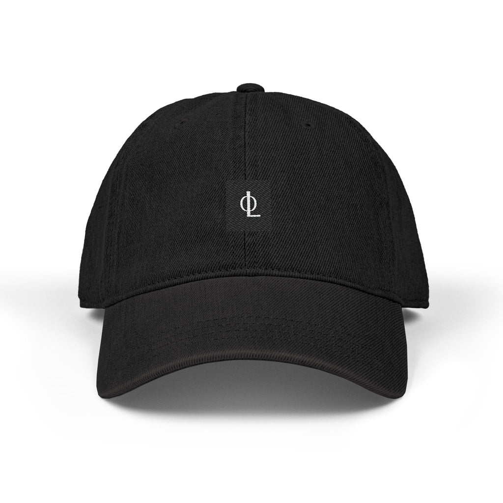 Outcome Leadership- Embroidered Minimal Logo Denim Hat — Black Casual Baseball Cap