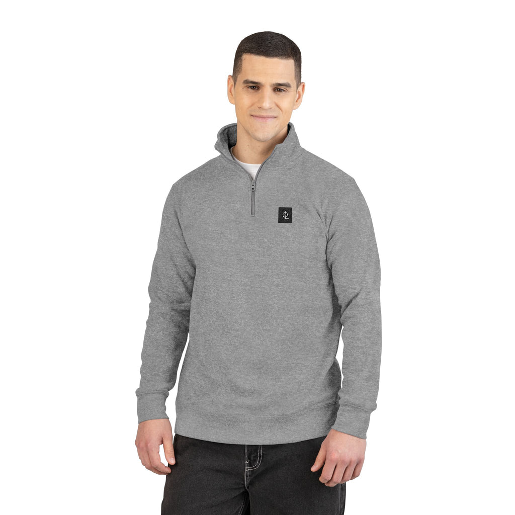 Multi Color - Outcome Leadership- Embroidered Minimalist Quarter-Zip Fleece Pullover — Cozy Grey Casual Sweatshirt