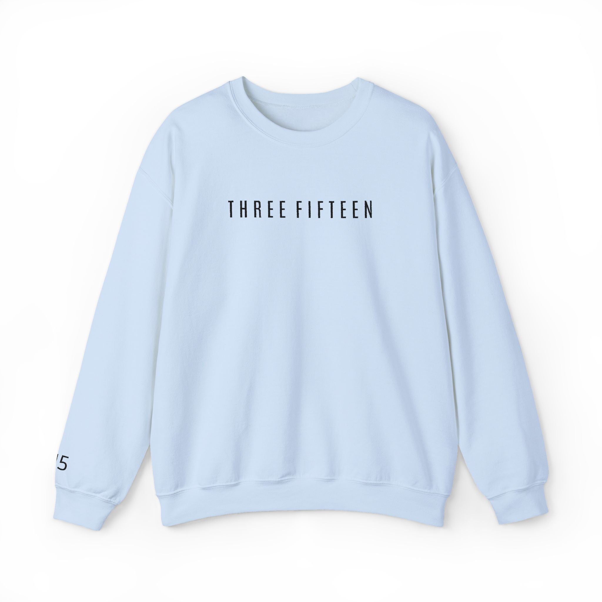 15 - Three Fifteen Embroidered Crewneck Sweatshirt — Minimal Graphic Pullover