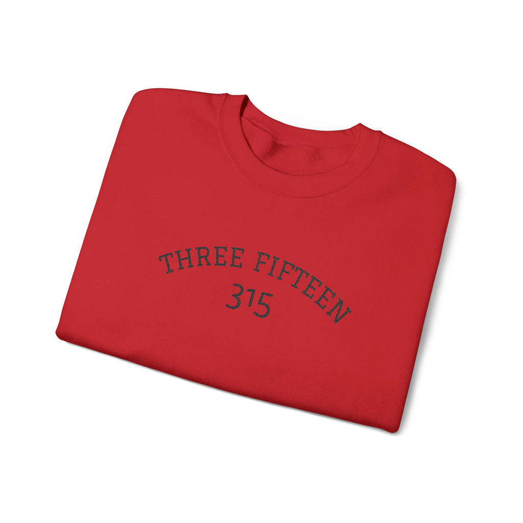15 - Minimal '315' Embroidered Logo Crewneck Sweatshirt — White Casual Pullover