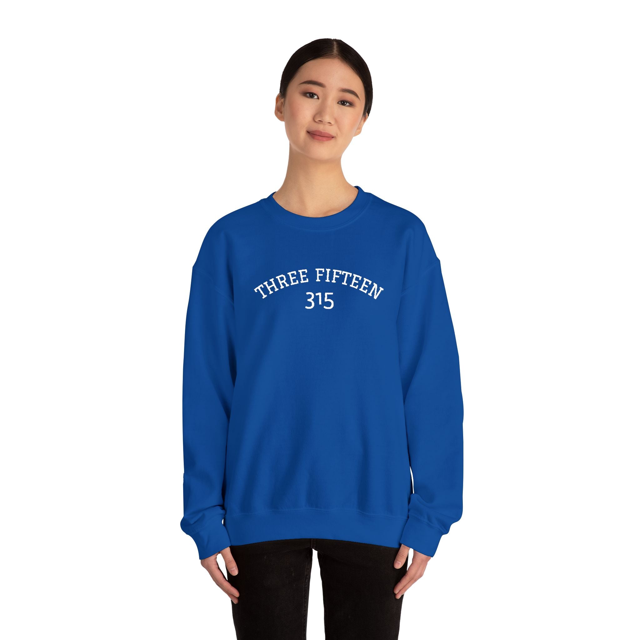15 - Minimal '315' Embroidered Logo Crewneck Sweatshirt — White Casual Pullover