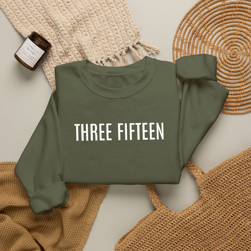 15 - Three Fifteen Embroidered Multi Colors Crewneck Sweatshirt — Minimal Black Graphic Pullover