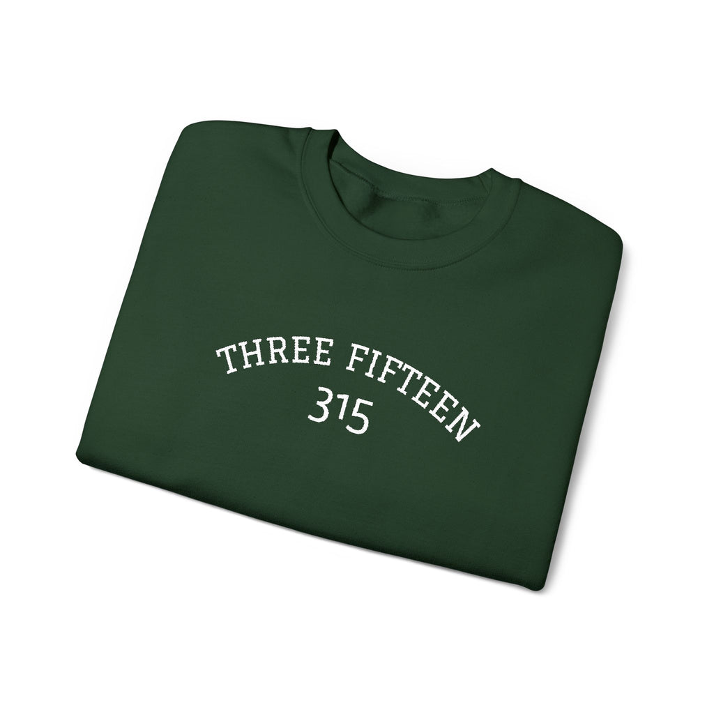 15 - Minimal '315' Embroidered Logo Crewneck Sweatshirt — White Casual Pullover
