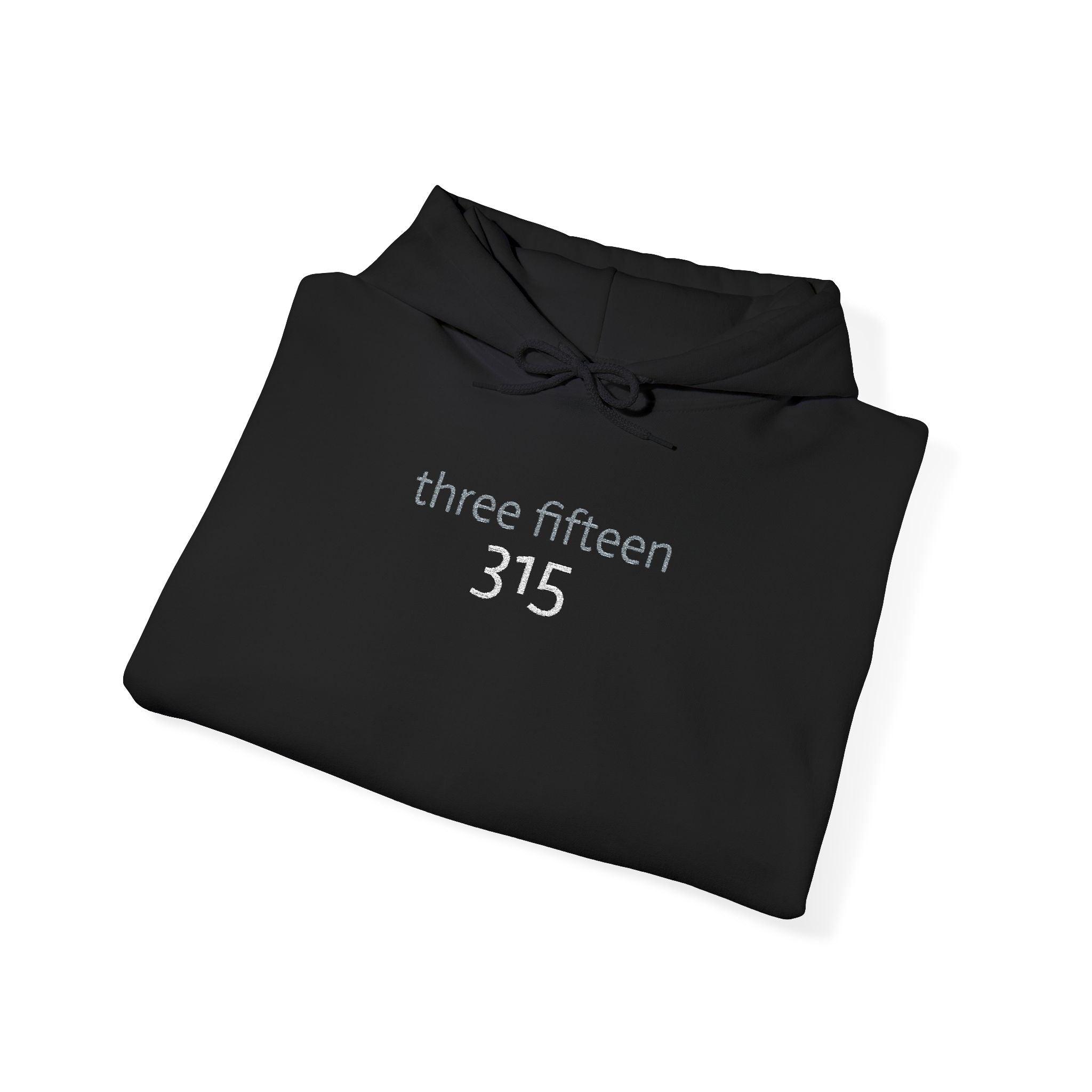 16 - 315 Three Fifteen Embroidered Hoodie — Minimalist Distressed Graphic Sweatshirt