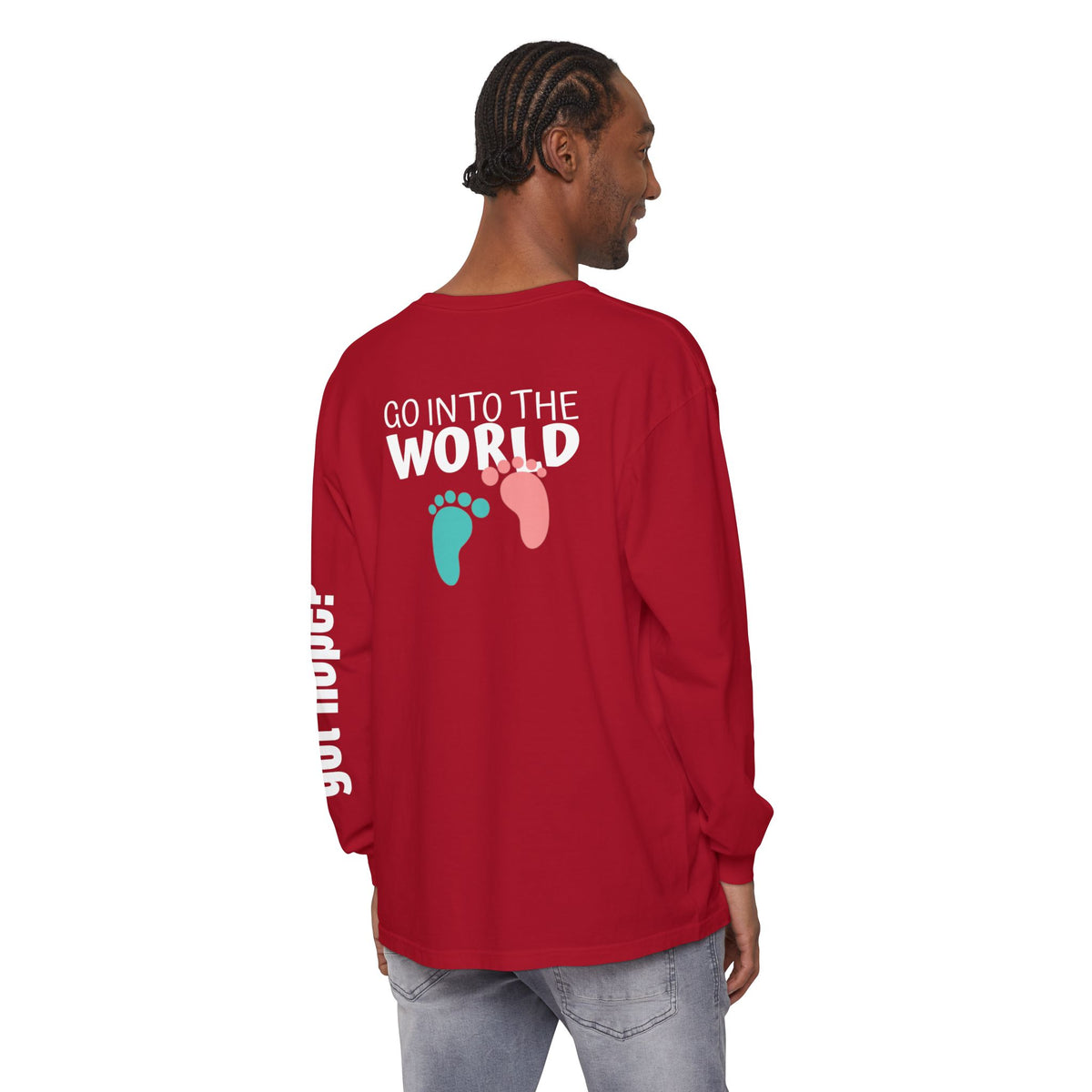 12 - Long sleeve tee 315 Go Into the WorldUnisex Long Sleeve T-Shirt - Inspirational Casual Wear