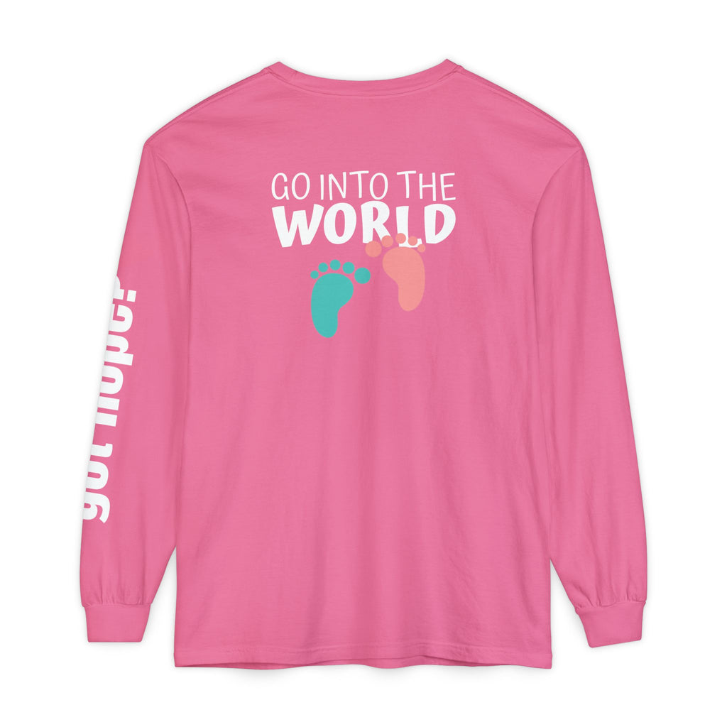 12 - Long sleeve tee 315 Go Into the WorldUnisex Long Sleeve T-Shirt - Inspirational Casual Wear
