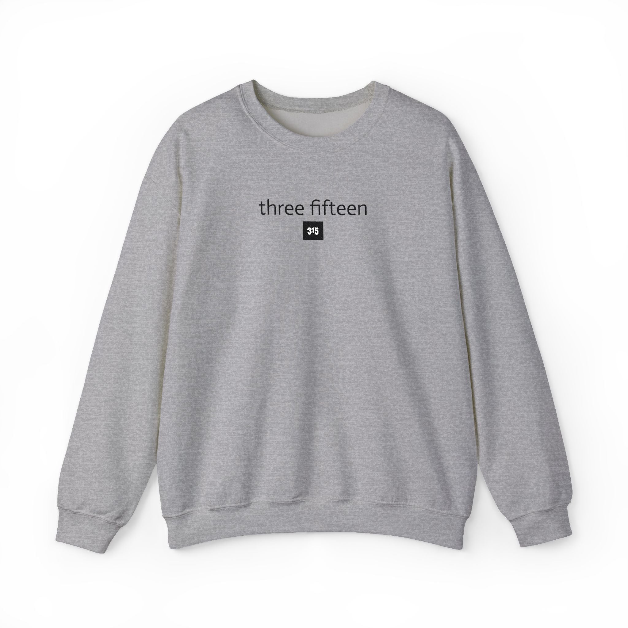 15 - Embroidered Square 315 Crewneck Sweatshirt — minimalist "three fifteen" logo pullover