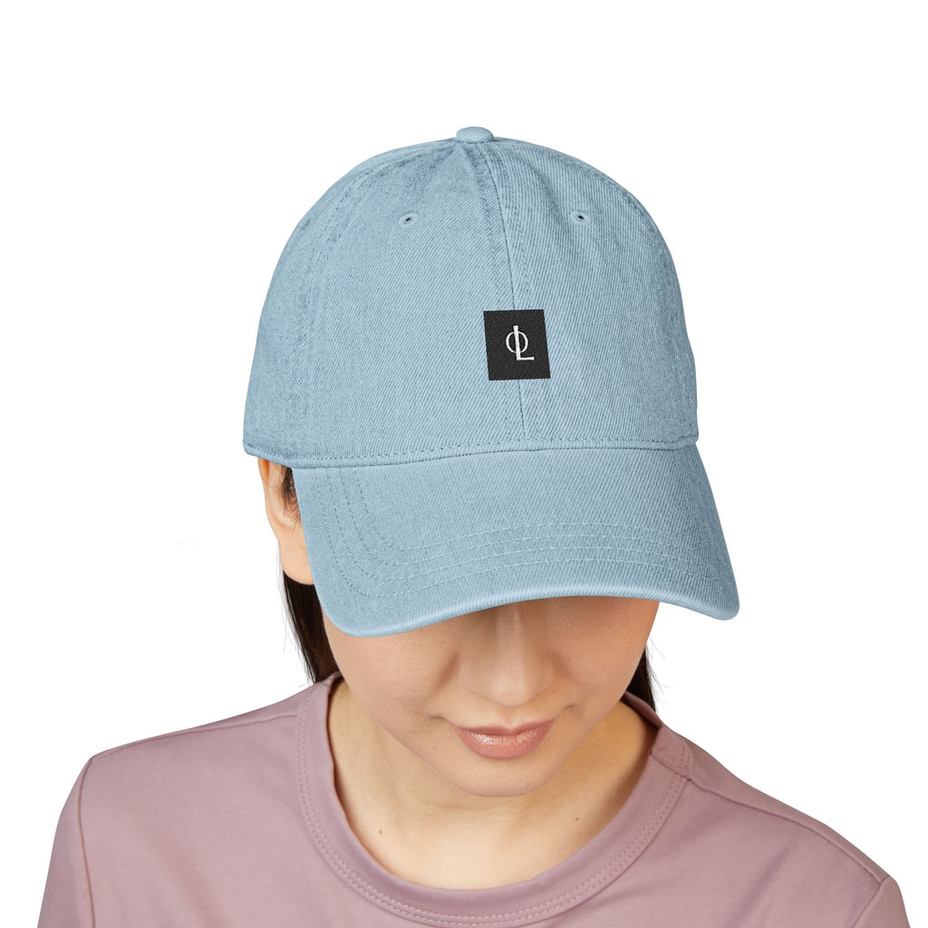 Outcome Leadership- Embroidered Minimal Logo Denim Hat — Black Casual Baseball Cap