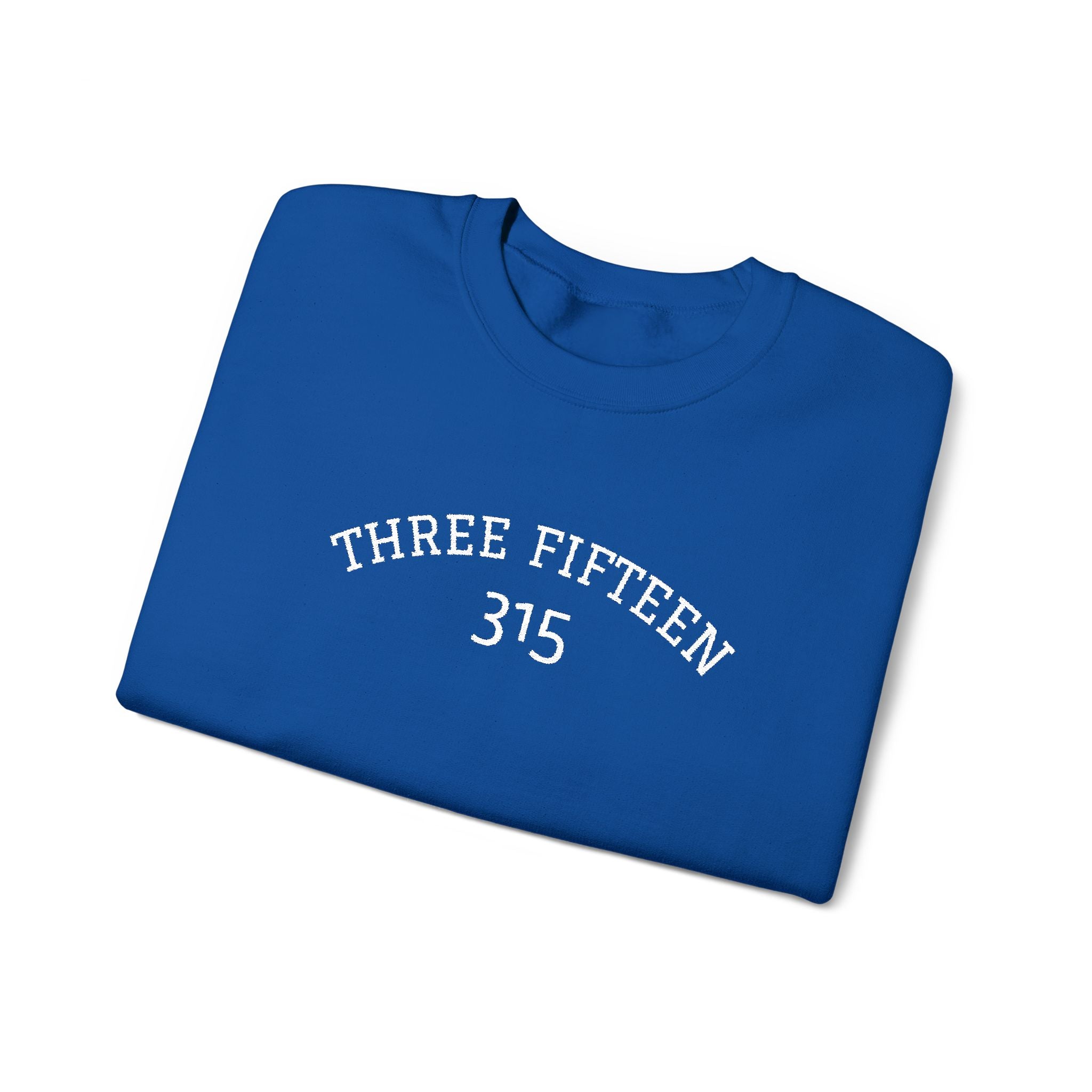 15 - Minimal '315' Embroidered Logo Crewneck Sweatshirt — White Casual Pullover