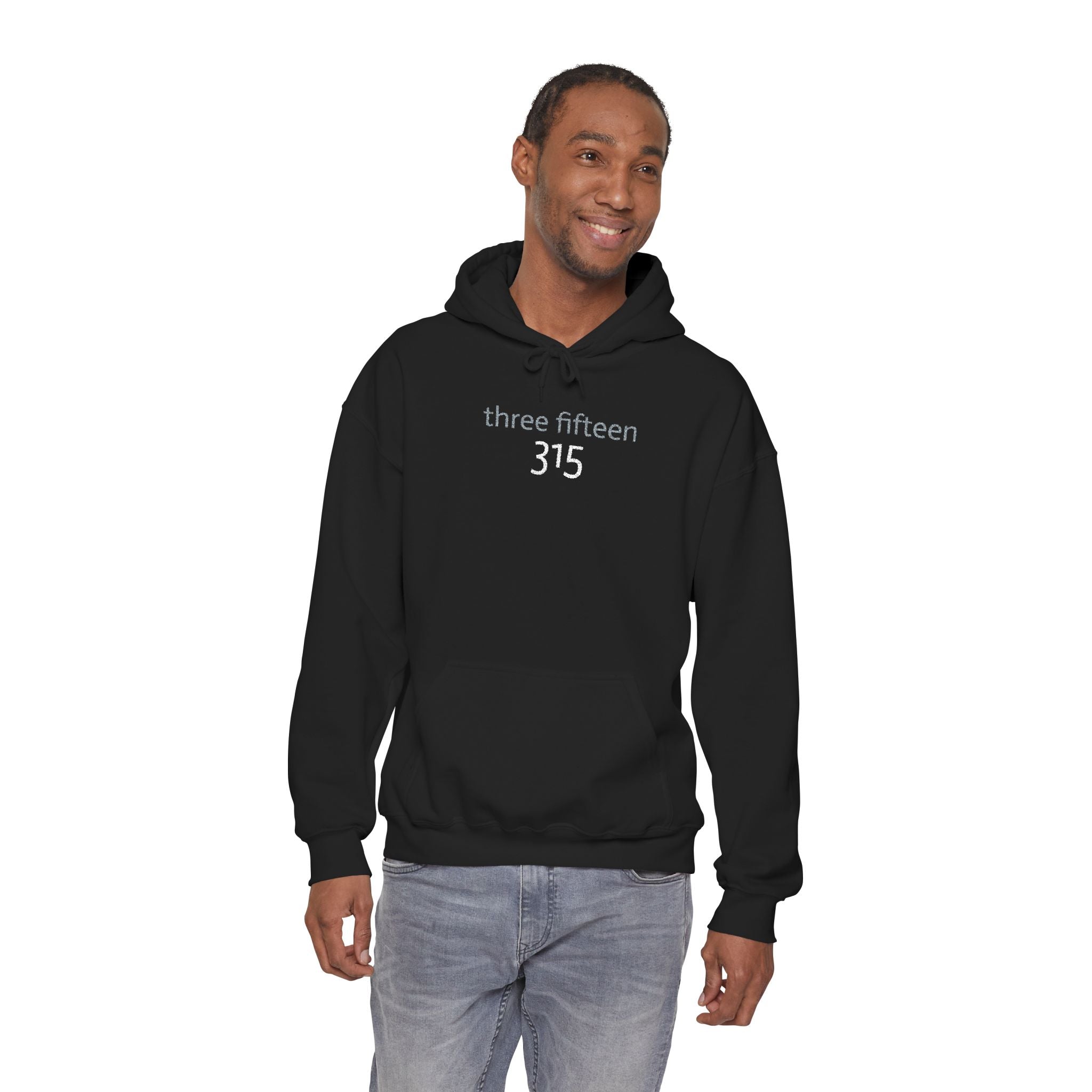16 - 315 Three Fifteen Embroidered Hoodie — Minimalist Distressed Graphic Sweatshirt