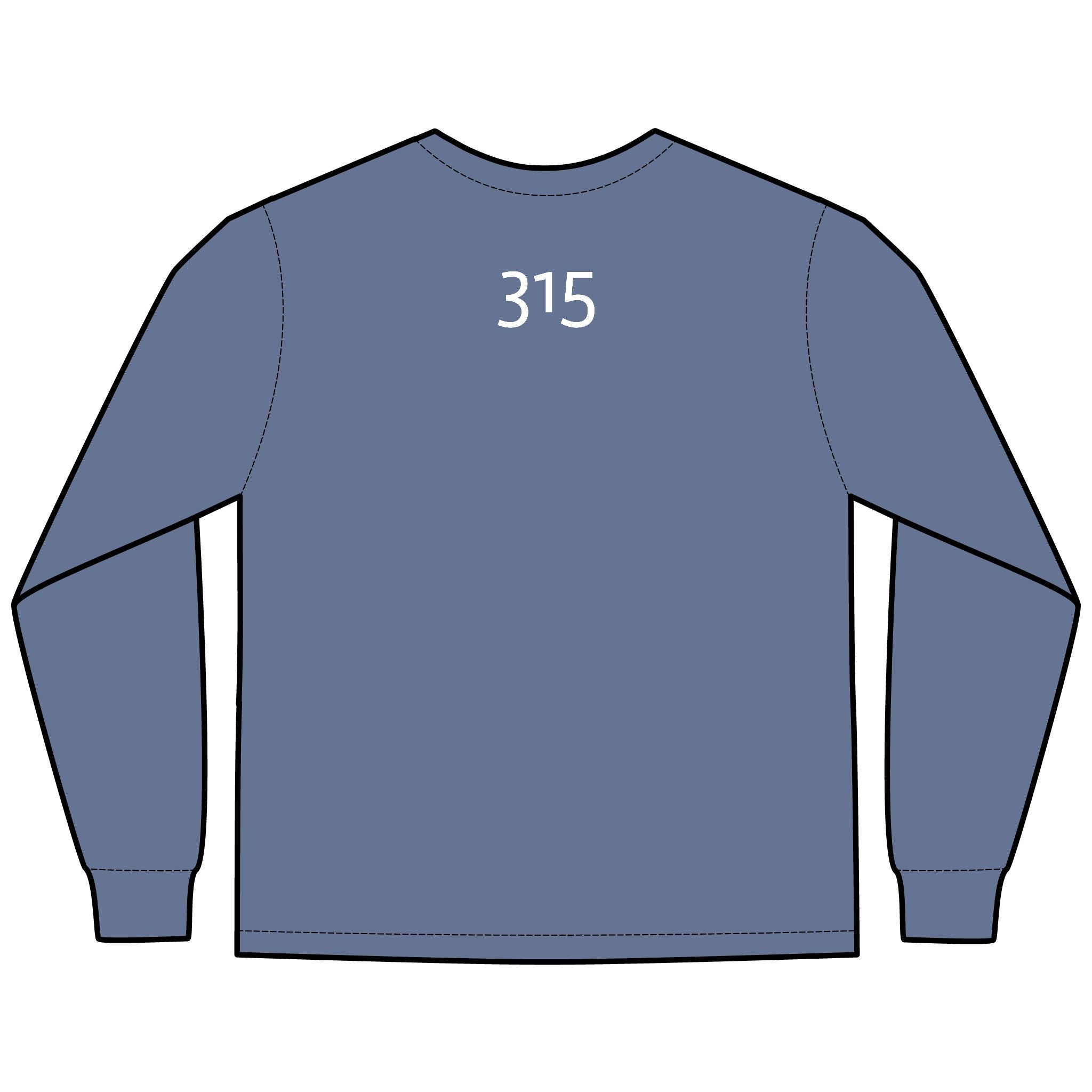 Multi Colors Hanes Garment-Dyed Long Sleeve T-Shirt with 315 Print