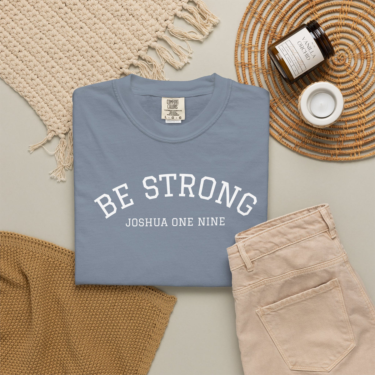 01 - Multi Colors  “Be Strong Joshua One Nine” Plain Back Store Graphic T-Shirt