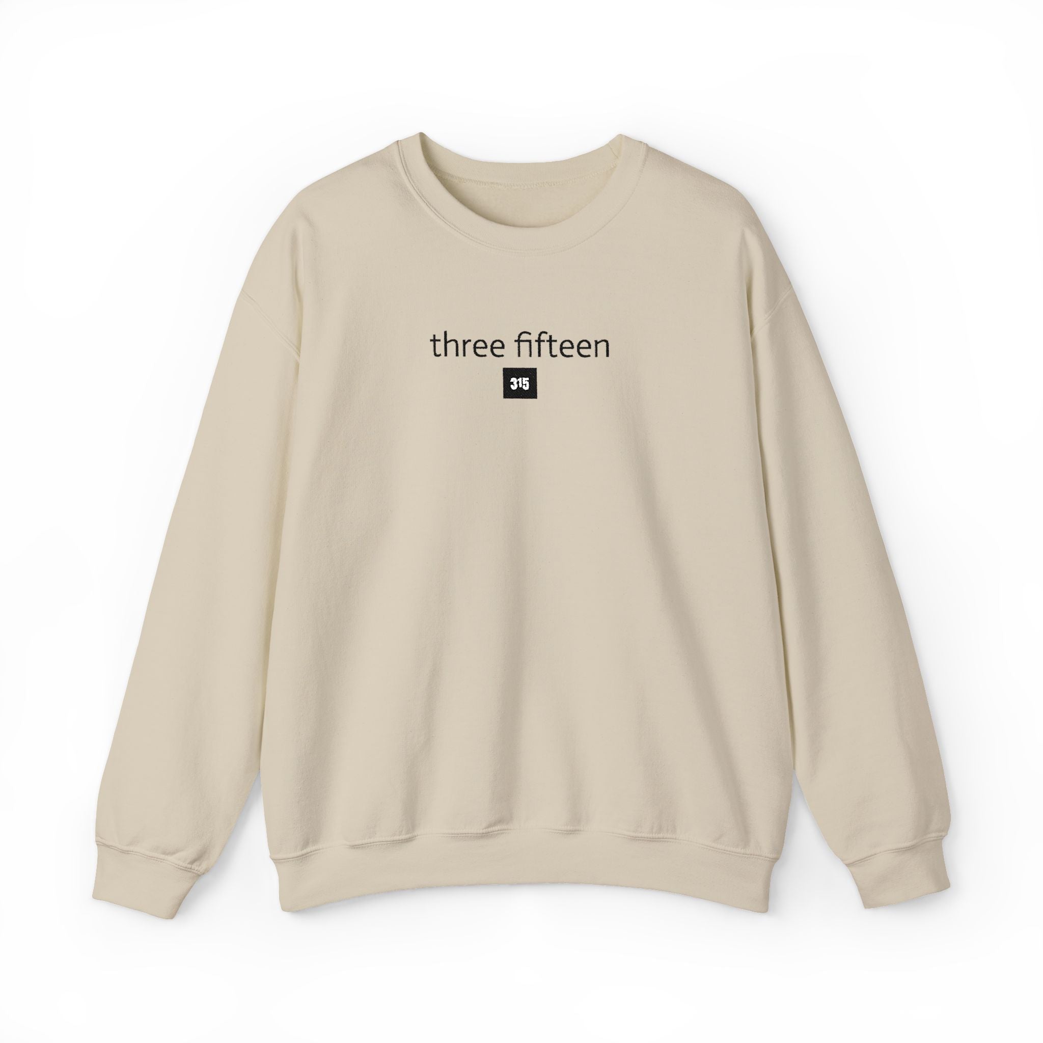 15 - Embroidered Square 315 Crewneck Sweatshirt — minimalist "three fifteen" logo pullover