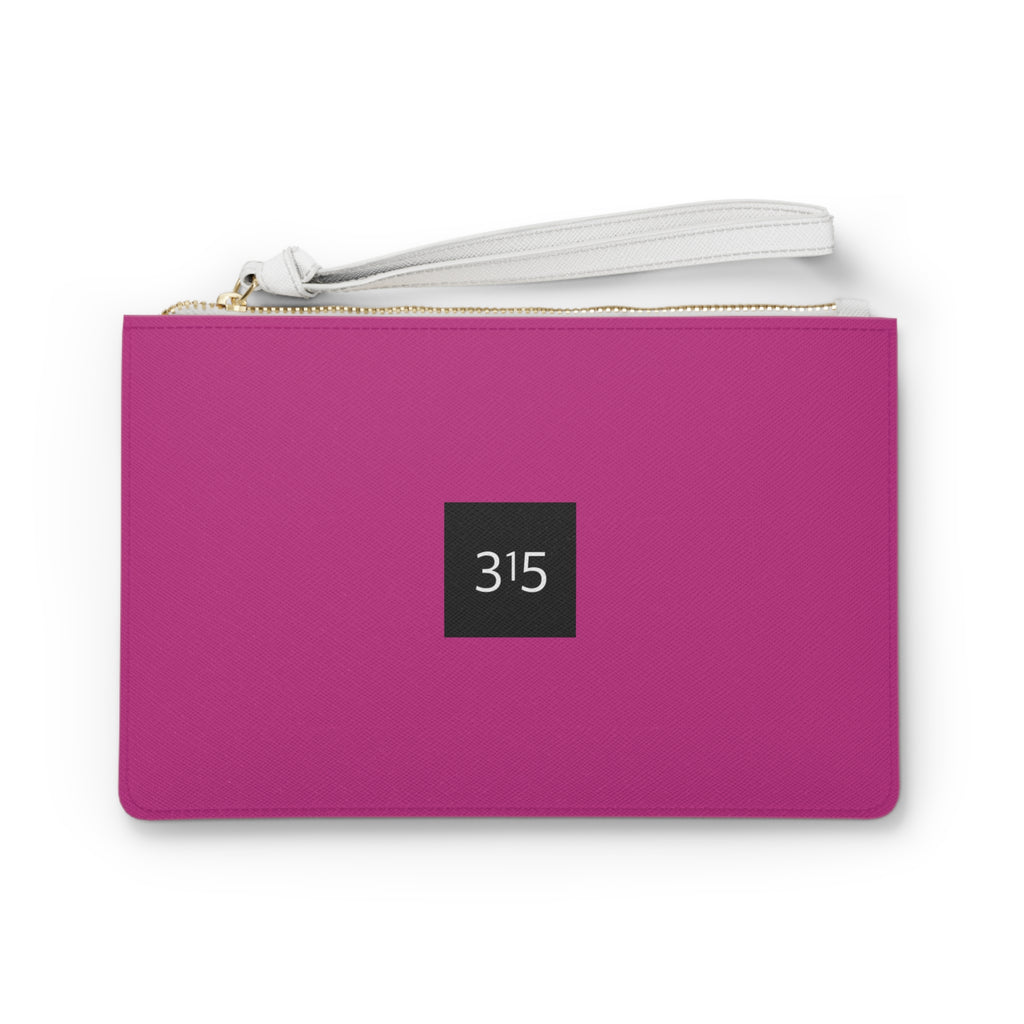 Clutch Bag — Minimalist '315' Square Logo Wristlet, White Everyday Evening Bag