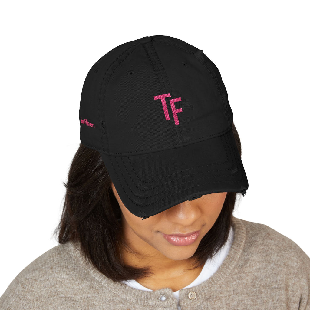 3 - Hat Distressed Embroidered TF Three Fifteen Dad Hat - Casual Chic Accessory