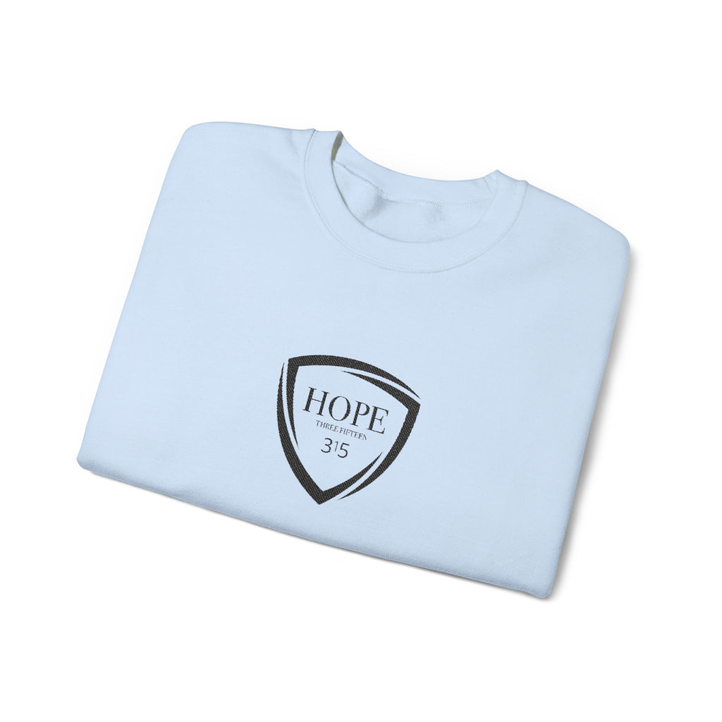 15 - Embroidered Hope Shield Crewneck Sweatshirt — Motivational Black Pullover