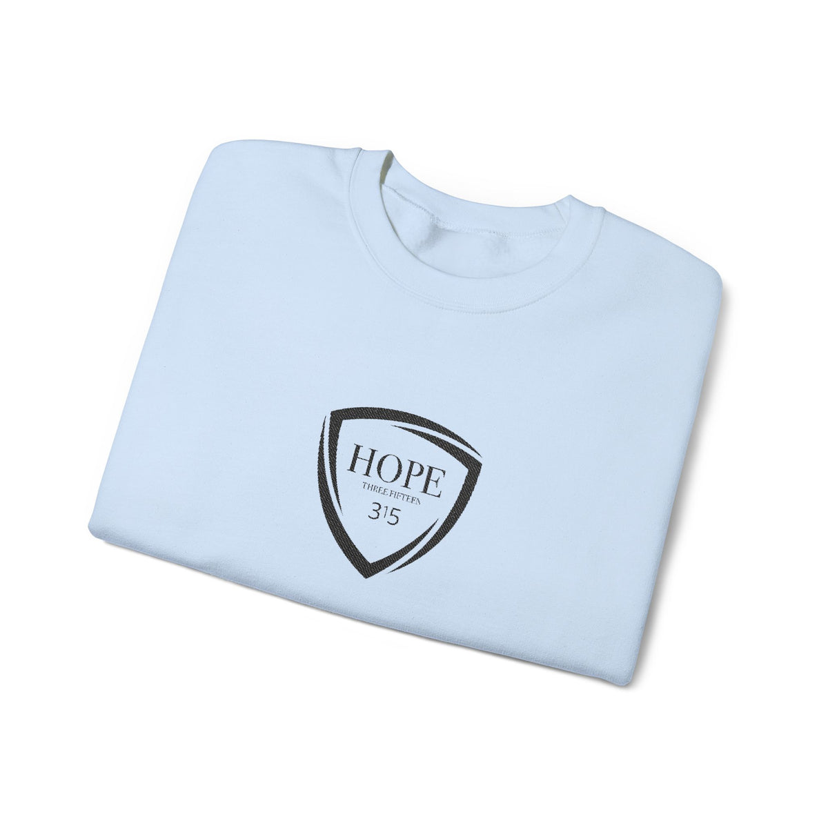 15 - Embroidered Hope Shield Crewneck Sweatshirt — Motivational Black Pullover