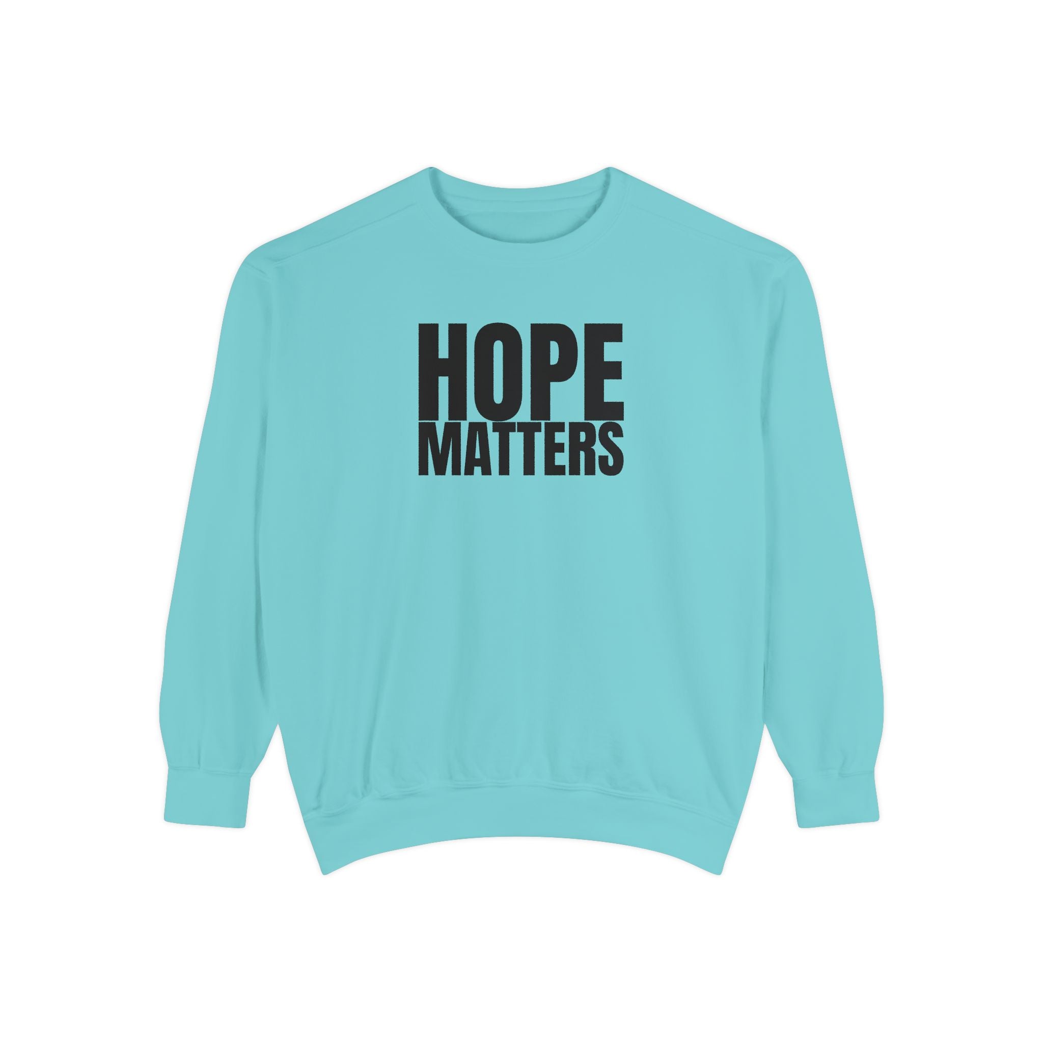 Multi Color Hope Matters Embroidered Minimalist Logo Sweatshirt — White Crewneck Casual Pullover