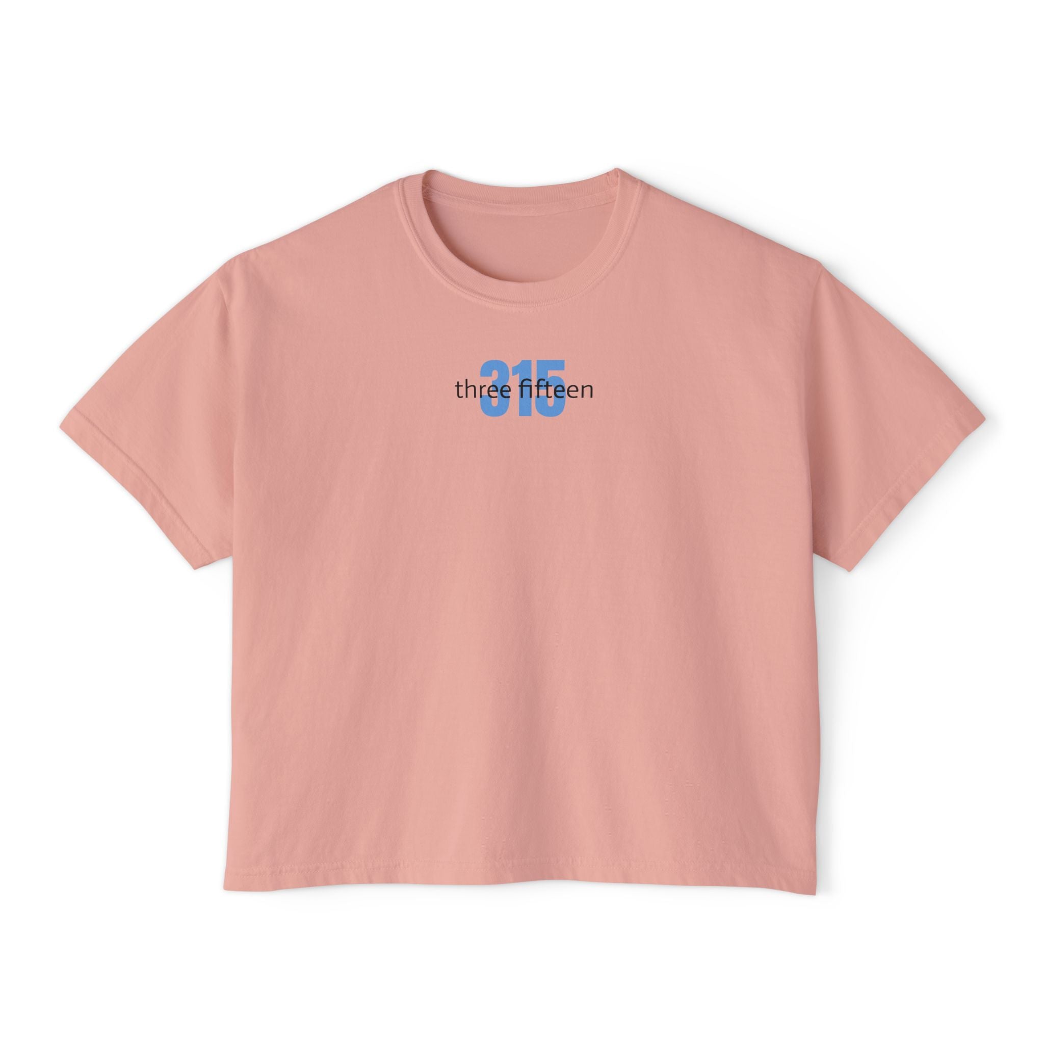 1 - Women's Boxy Tee Bold 315 — Minimalist City Number Graphic Shirt