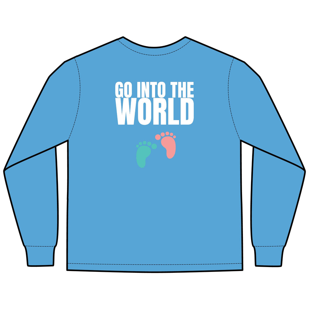 Go Into the World Multi Colors Hanes Garment-Dyed Long Sleeve T-Shirt with 315 Print