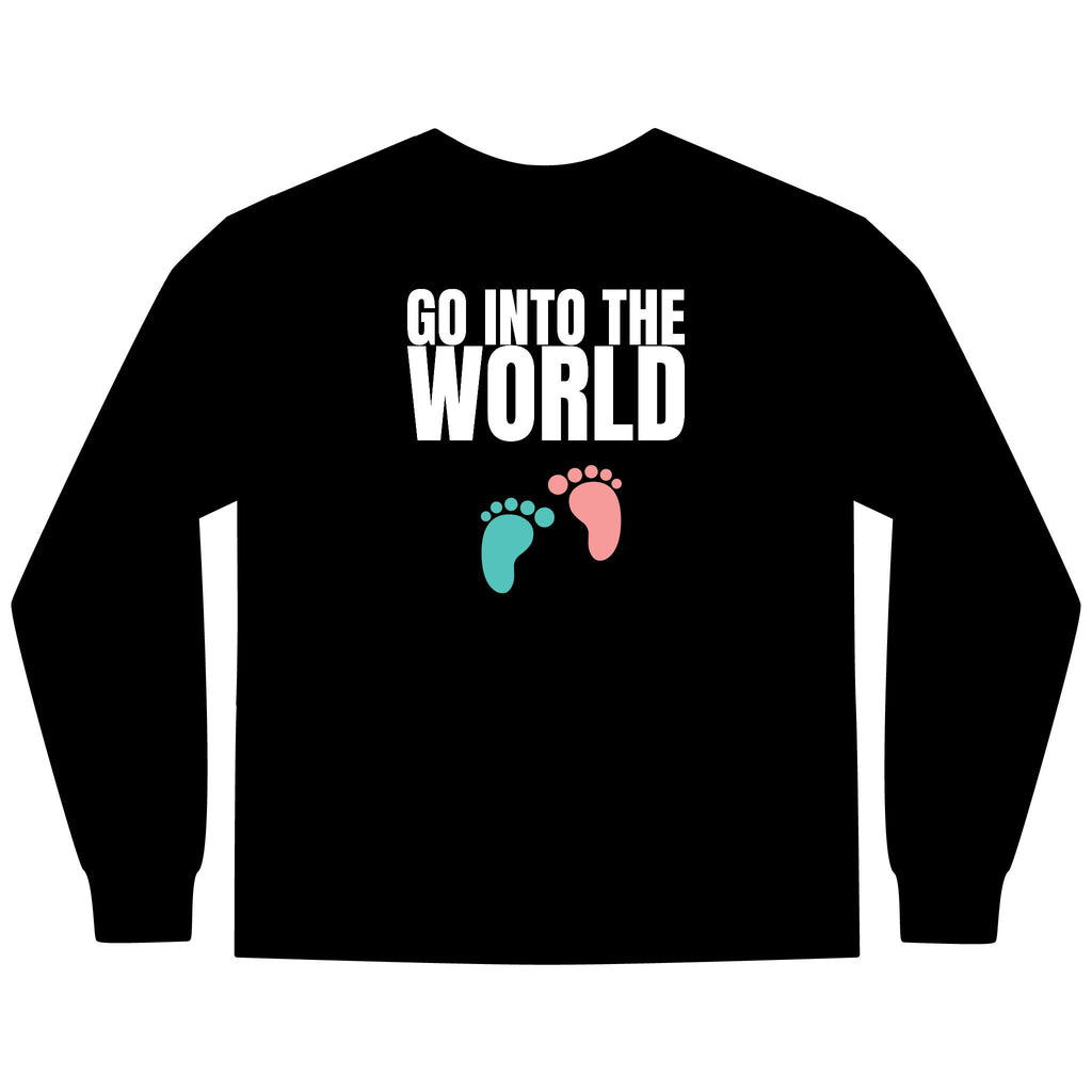 Go Into the World Multi Colors Hanes Garment-Dyed Long Sleeve T-Shirt with 315 Print