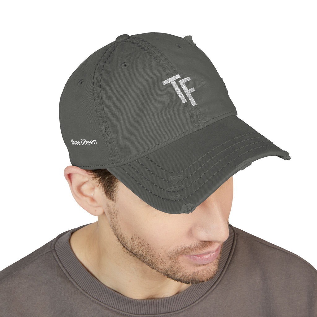 3 - Hat Distressed Embroidered TF Three Fifteen Dad Hat - Casual Chic Accessory