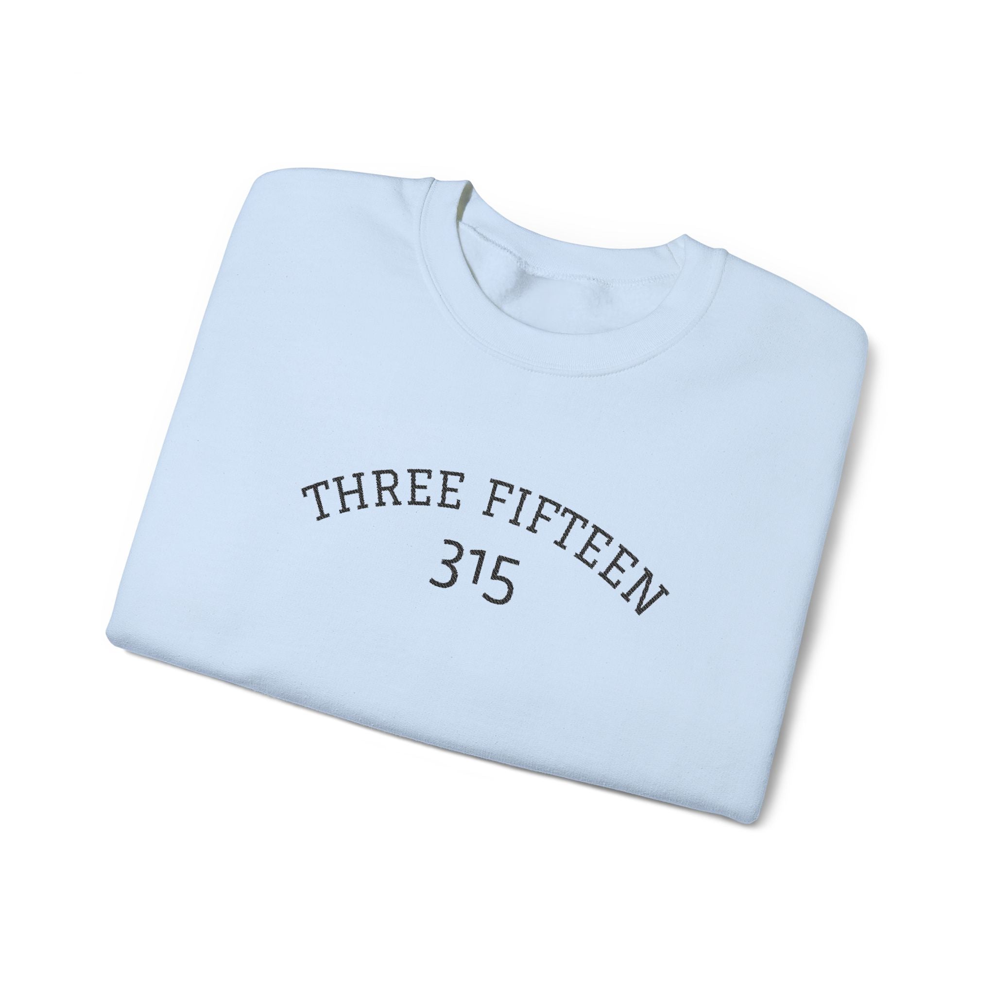 15 - Minimal '315' Embroidered Logo Crewneck Sweatshirt — White Casual Pullover