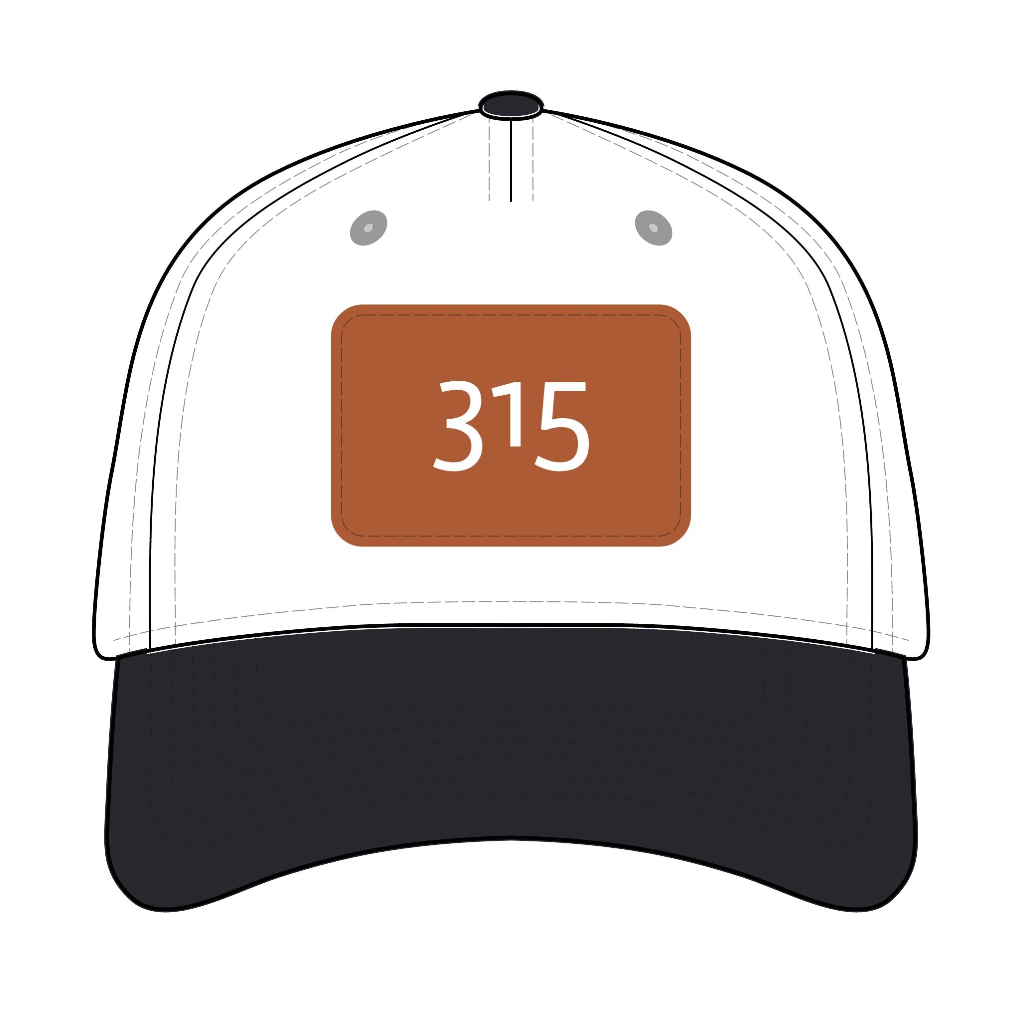 315 - Leather Patch Baseball Cap — '315' Number Accent